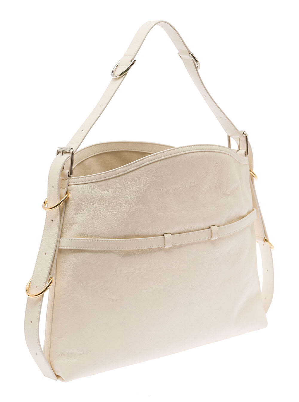 Shop Givenchy Voyou White Shoulder Bag With Embossed Logo In Smooth Leather Woman