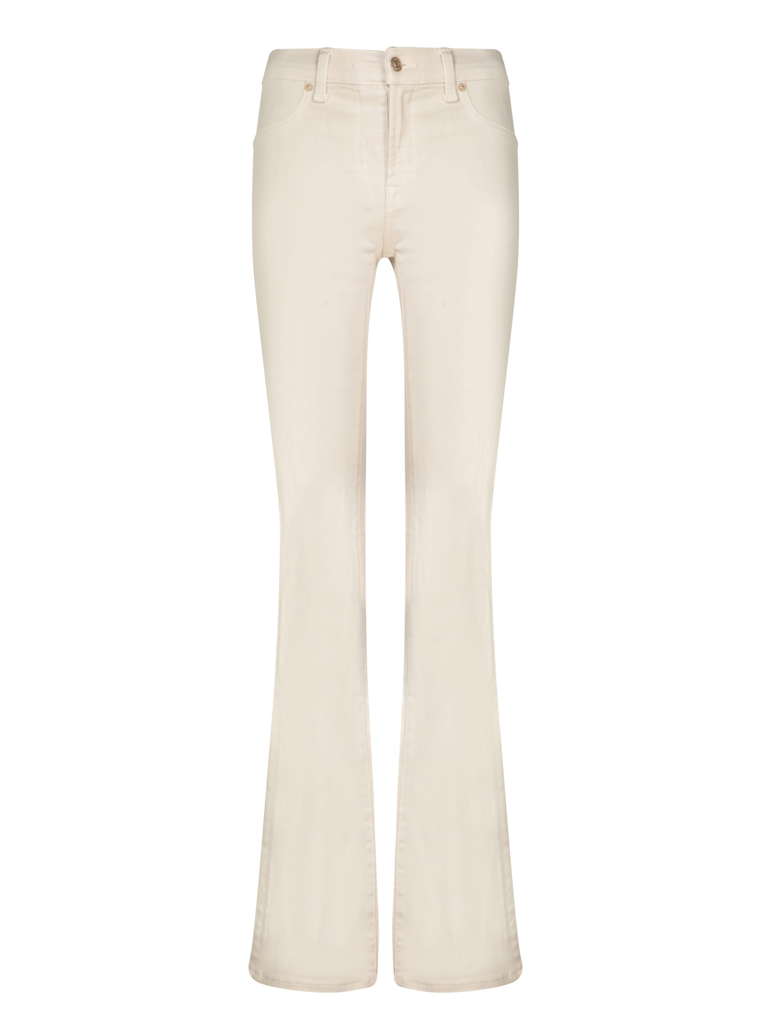 Shop 7 For All Mankind Ivory Coated Bootcut Jeans In White