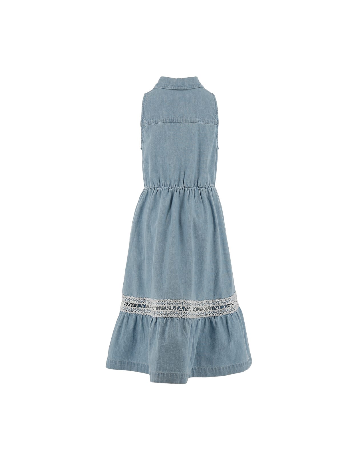 Shop Ermanno Scervino Junior Denim Sleeveless Shirt Dress With Embroidery In Blue