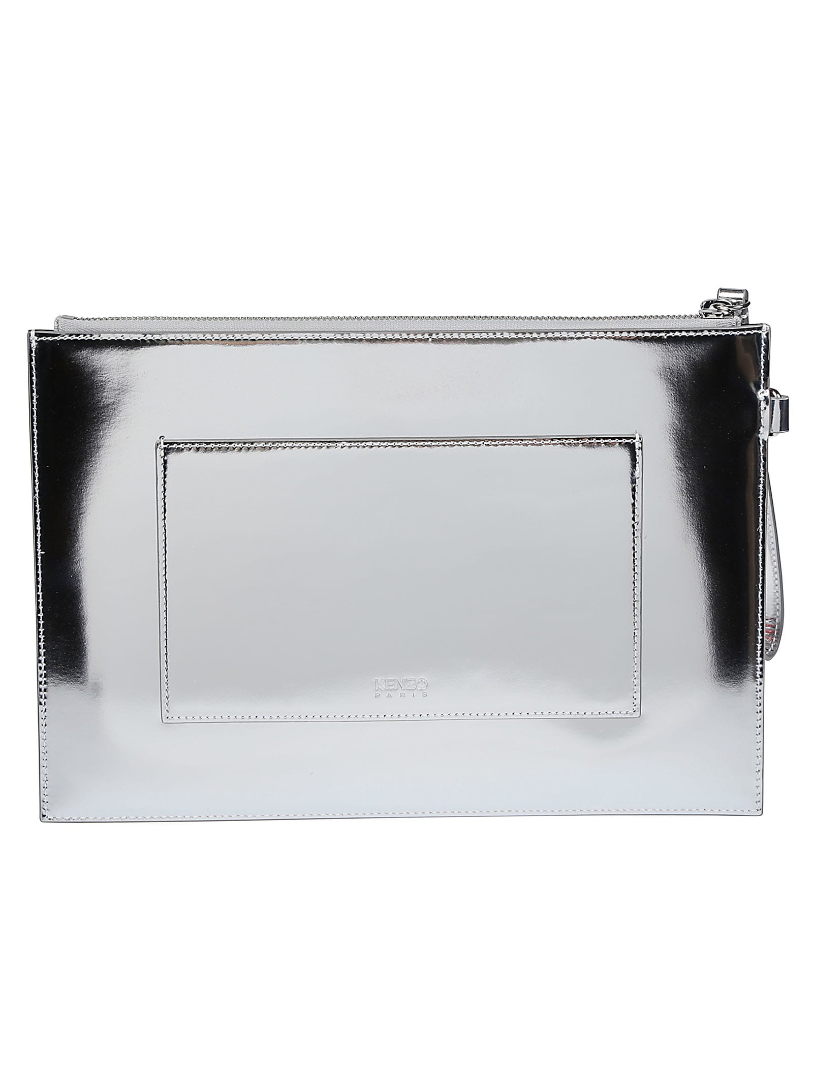 Shop Kenzo Large Clutch In Ag Argent