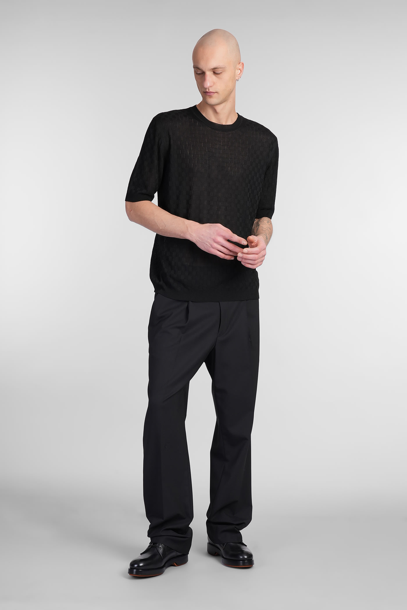 A Paper Kid Man Pants Black Size L Cotton In Black