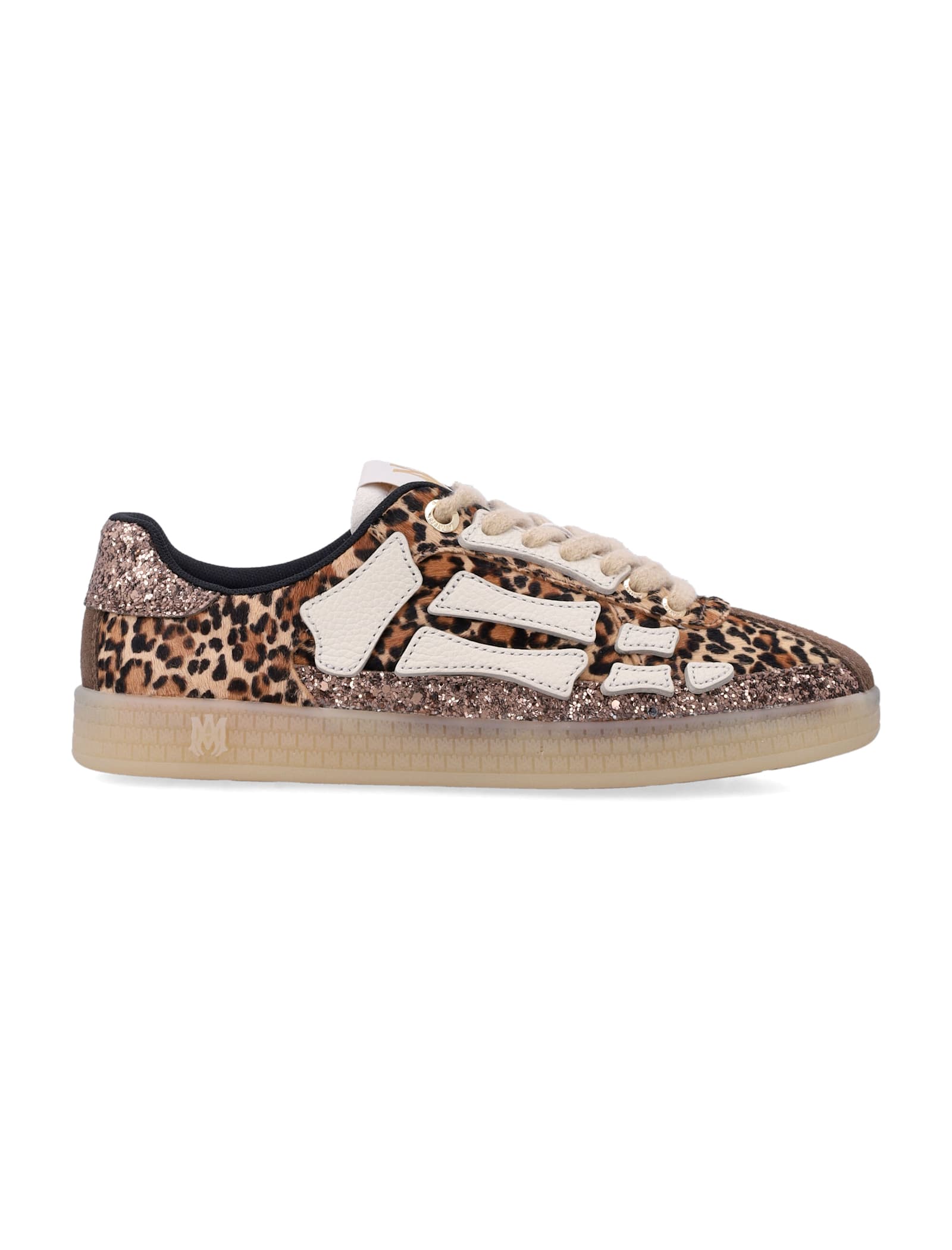 Amiri Leopard Pacific Bones Low-top Womans Sneakers In Brown