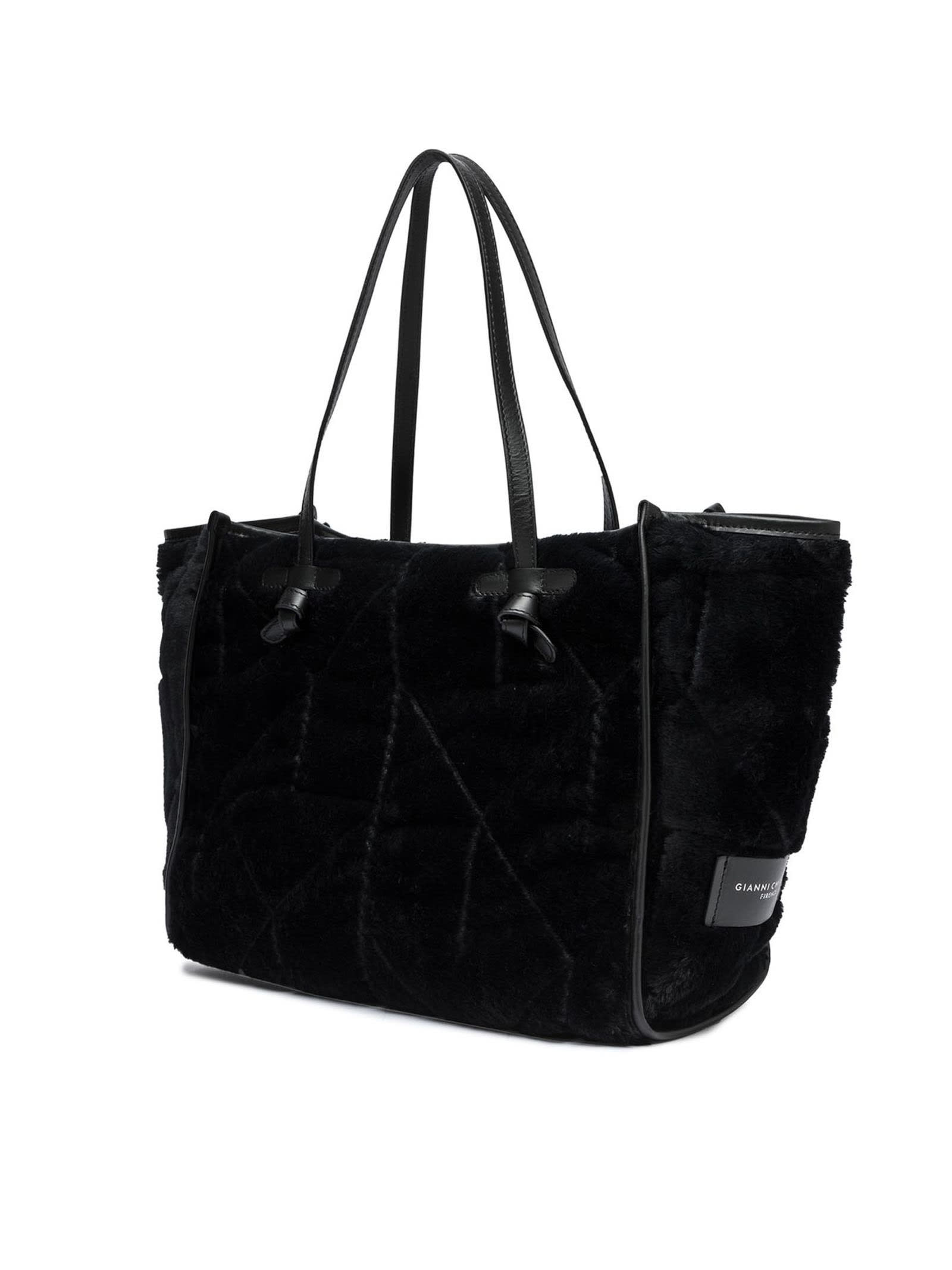 Shop Gianni Chiarini Marcella Tote Bag In Double-layer Fabric  In Black