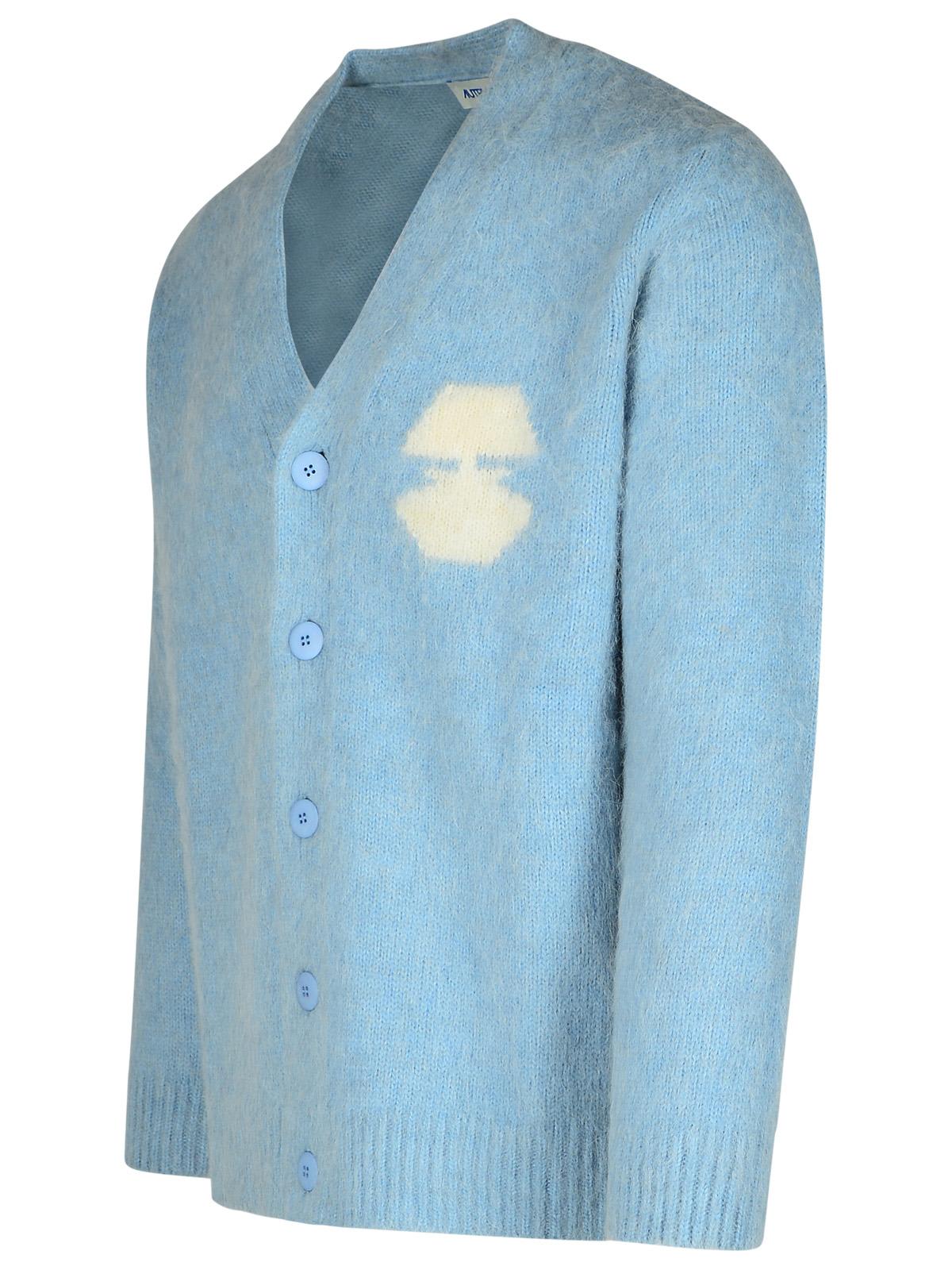 AUTRY LIGHT BLUE WOOL BLEND CARDIGAN 