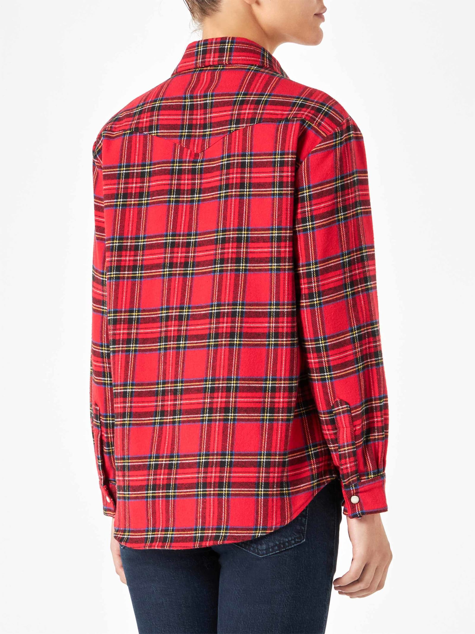 Shop Mc2 Saint Barth Woman Long Sleeves Flannel Shirt In Red