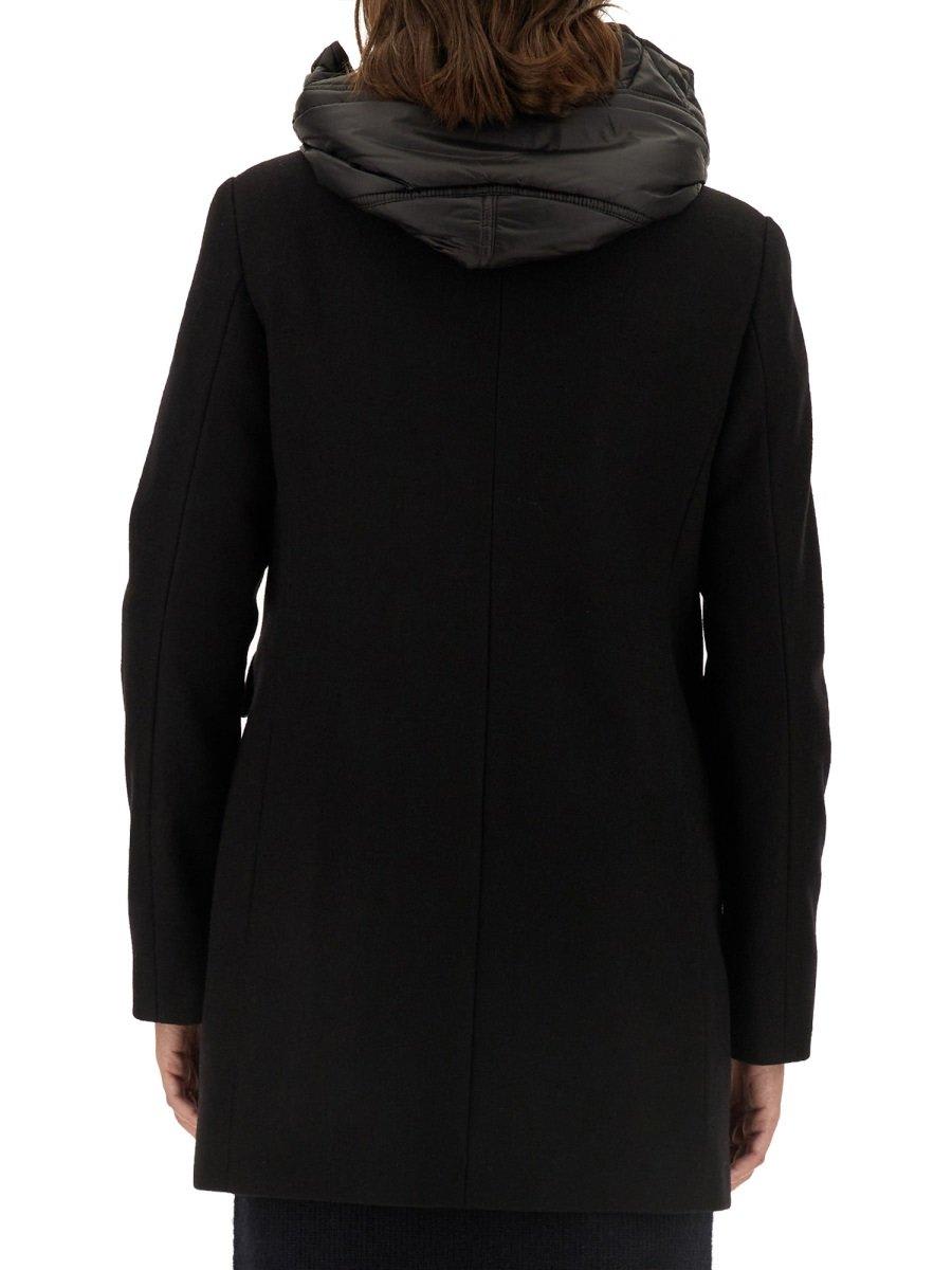 Shop Fay Long-sleeved Hooded Coat In Black