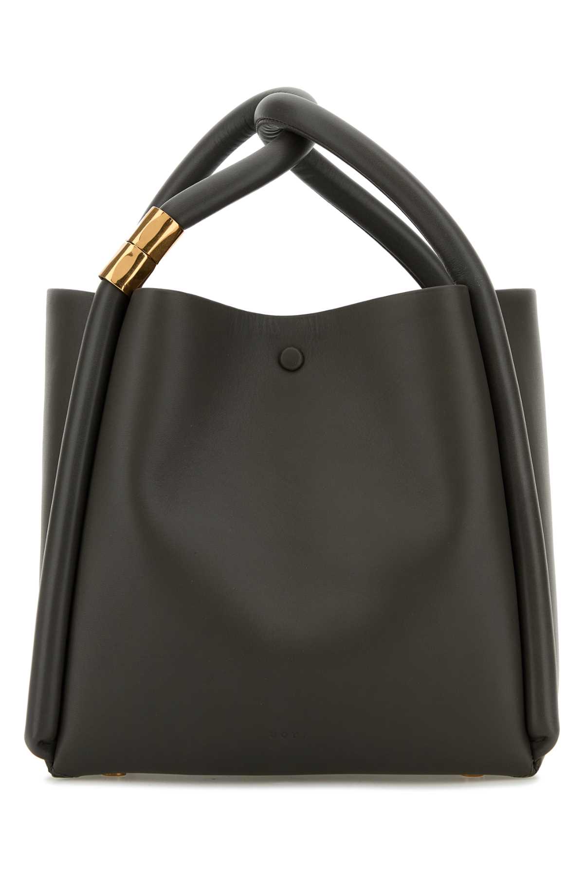 Dark Grey Leather Lotus 20 Handbag
