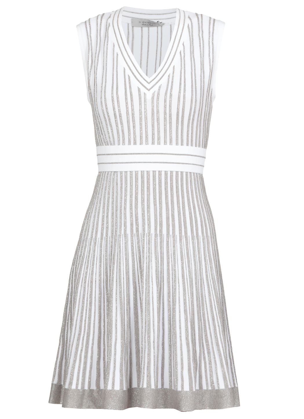 D-exterior Lurex Striped Dress In White