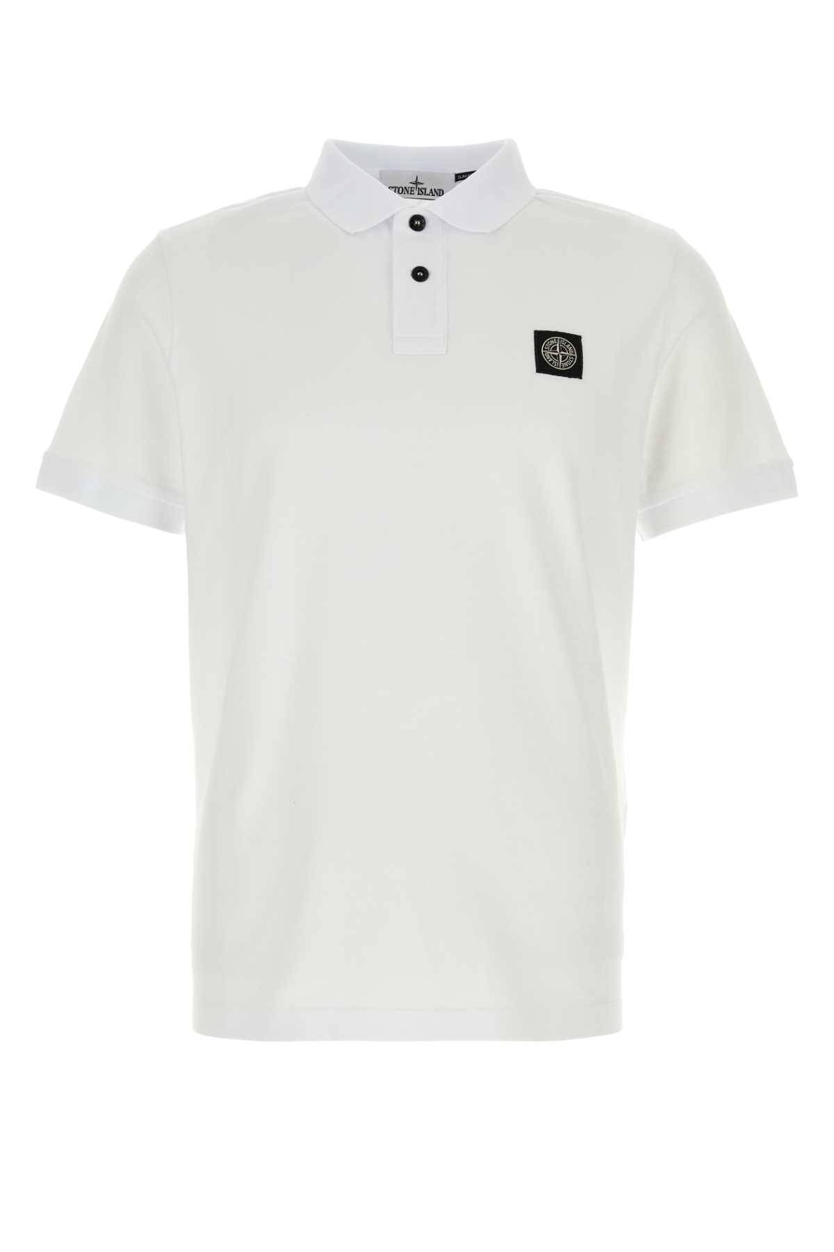White Stretch Piquet Polo Shirt