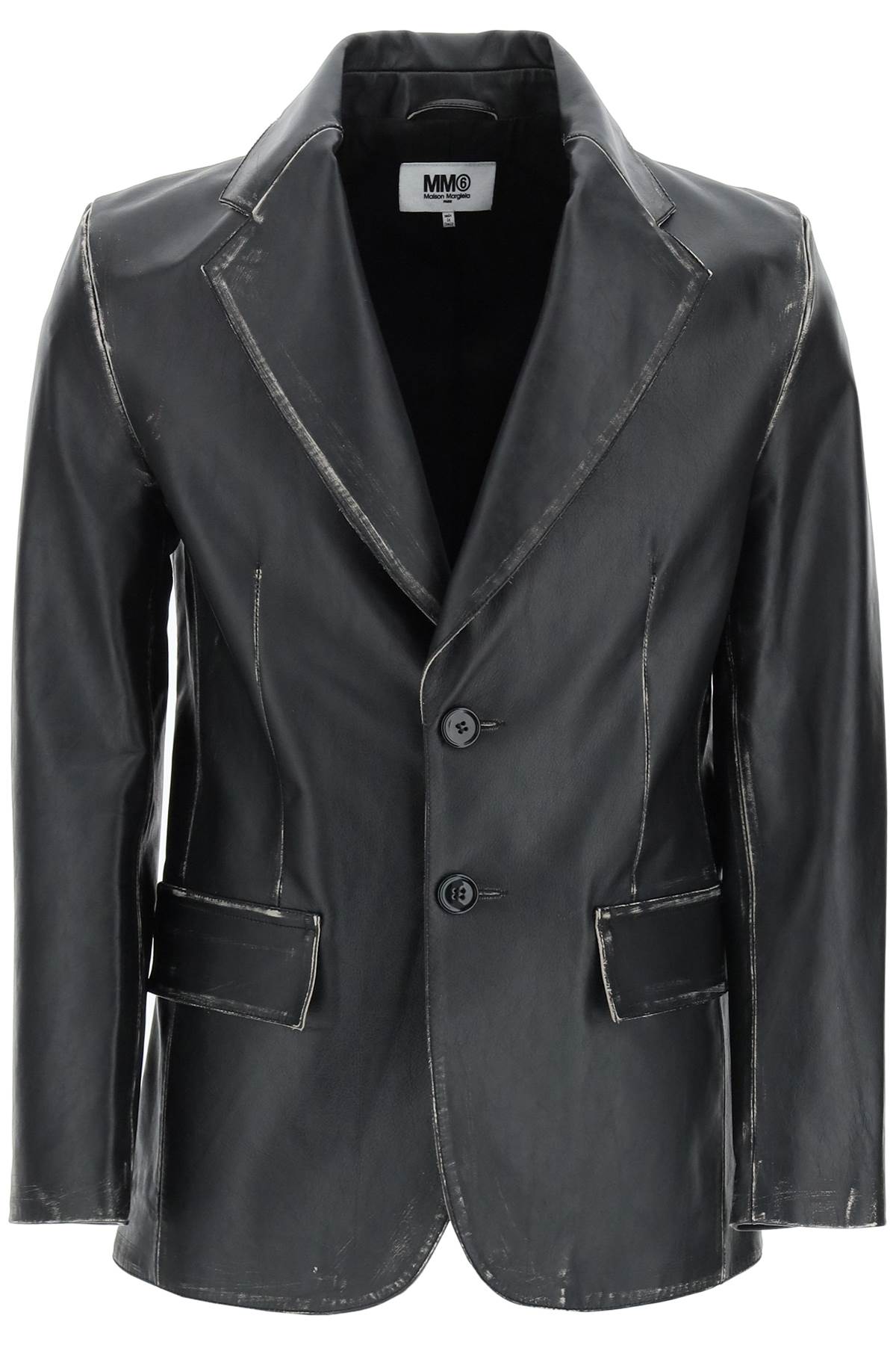 MM6 Maison Margiela Worn-out Effect Leather Jacket