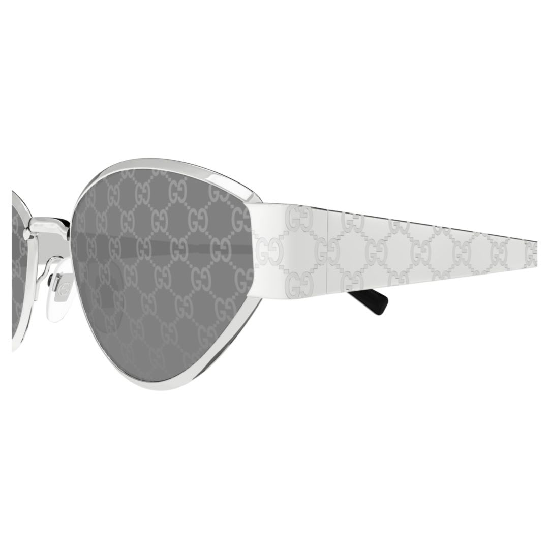 Gucci Gg1853s Linea Sign Gg1853s 002 Silver Smoke Sunglasses In Metallic
