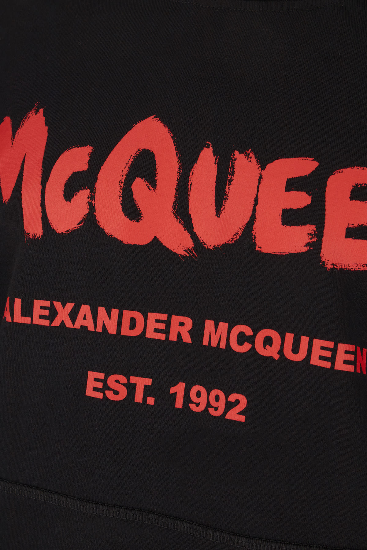 Shop Alexander Mcqueen Black Cotton Sweatshirt In Black Lust Red