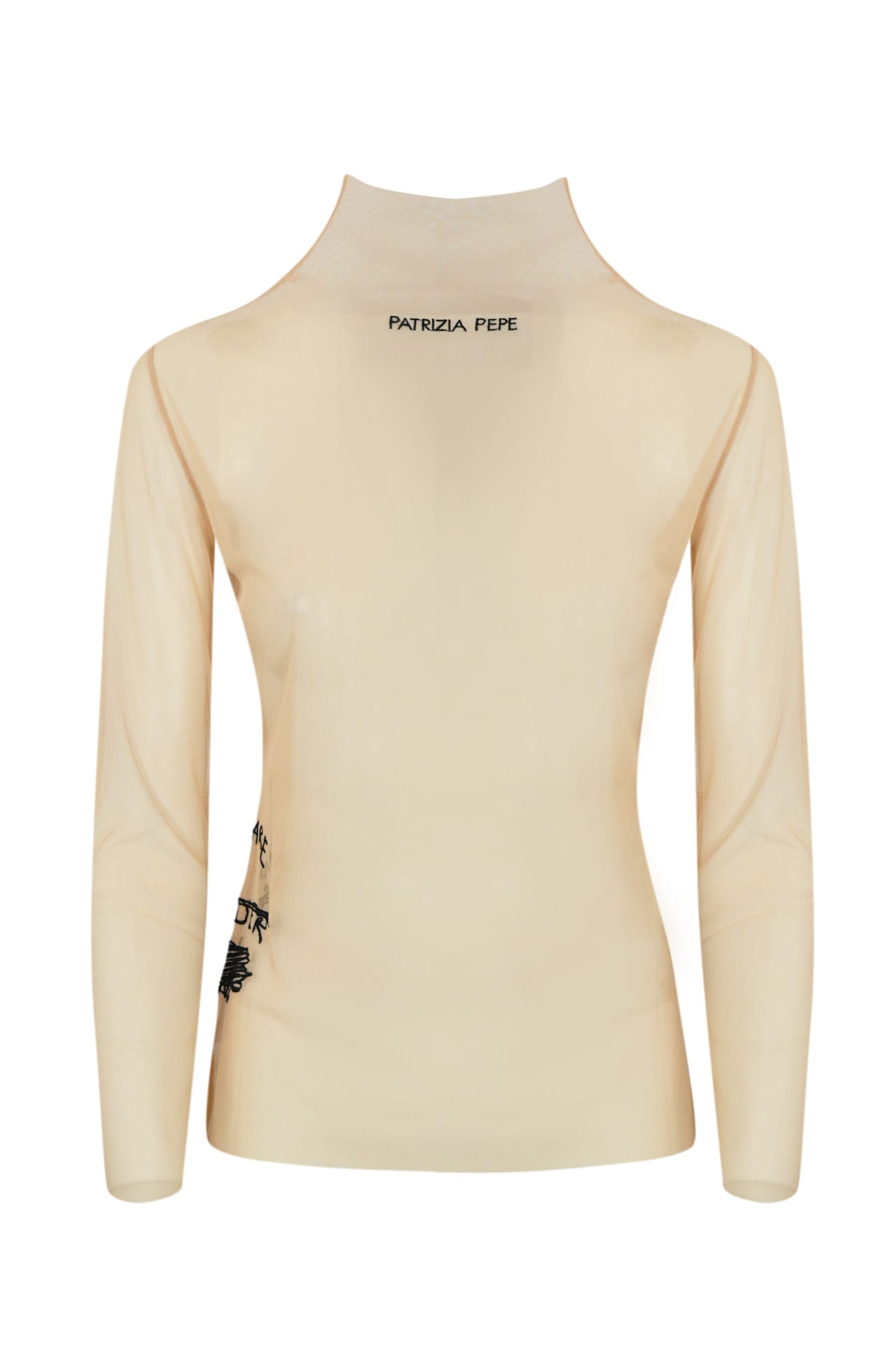 Shop Patrizia Pepe Tulle Sweater With Embroidery In Nude Tattoo