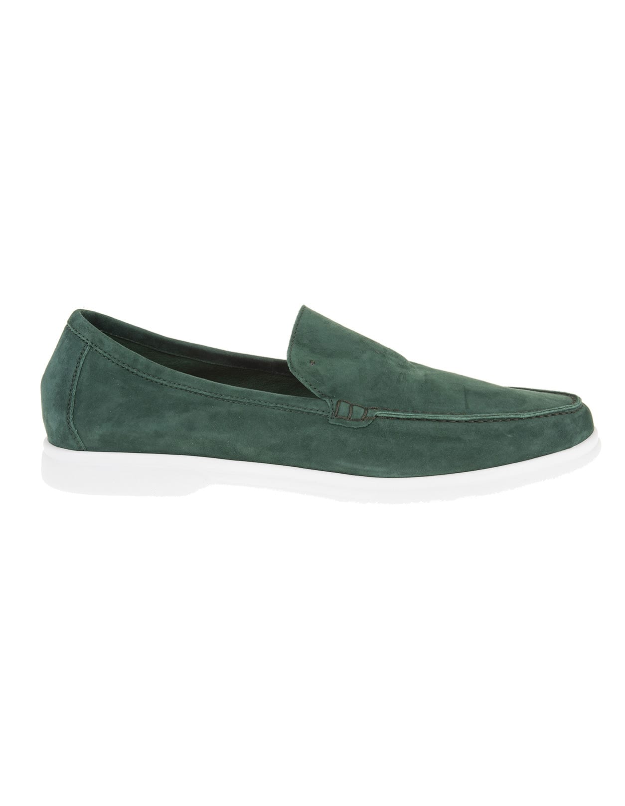 Andrea Ventura Man Green Suede Loafer With White Latex Sole