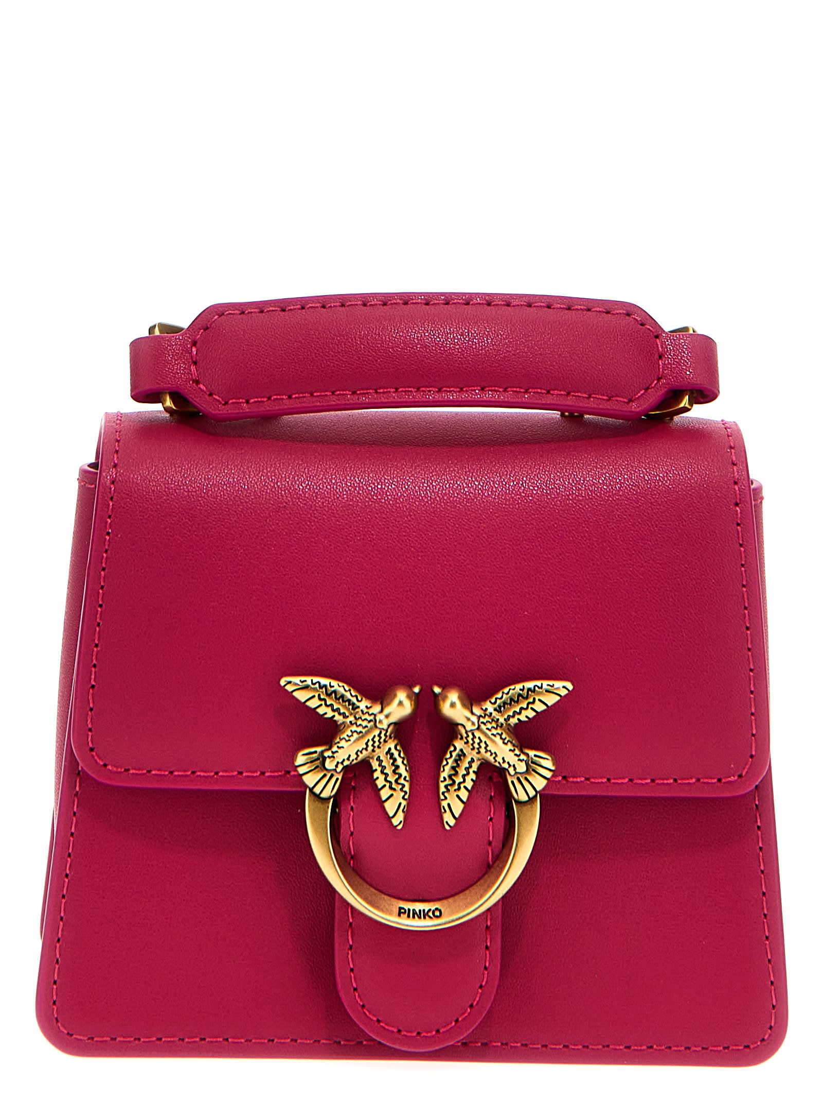 Shop Pinko Love One Micro Handbag In Fuchsia