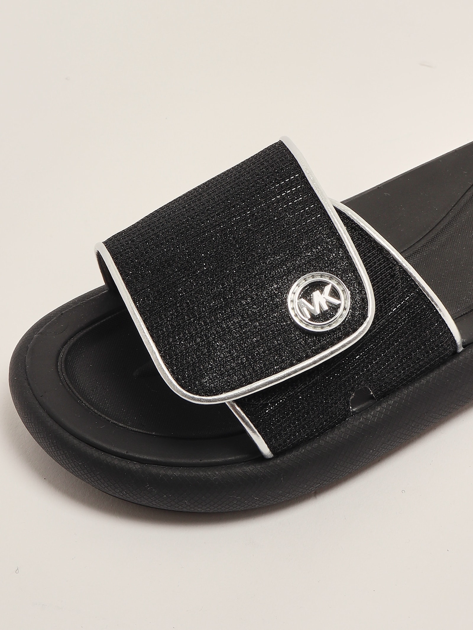 Michael Kors Logo-plaque Slides In Black
