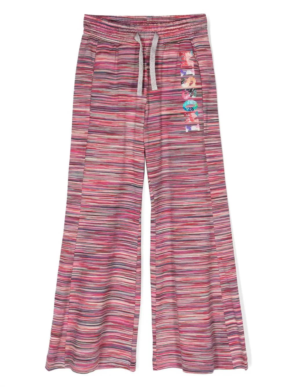 Missoni Crystal-embellished Cotton Track Trousers In Rosa