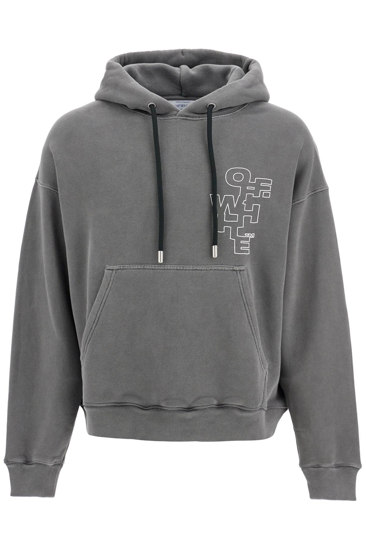 Shop Off-white Outline Arrow Hoodie In Black - White (grey)