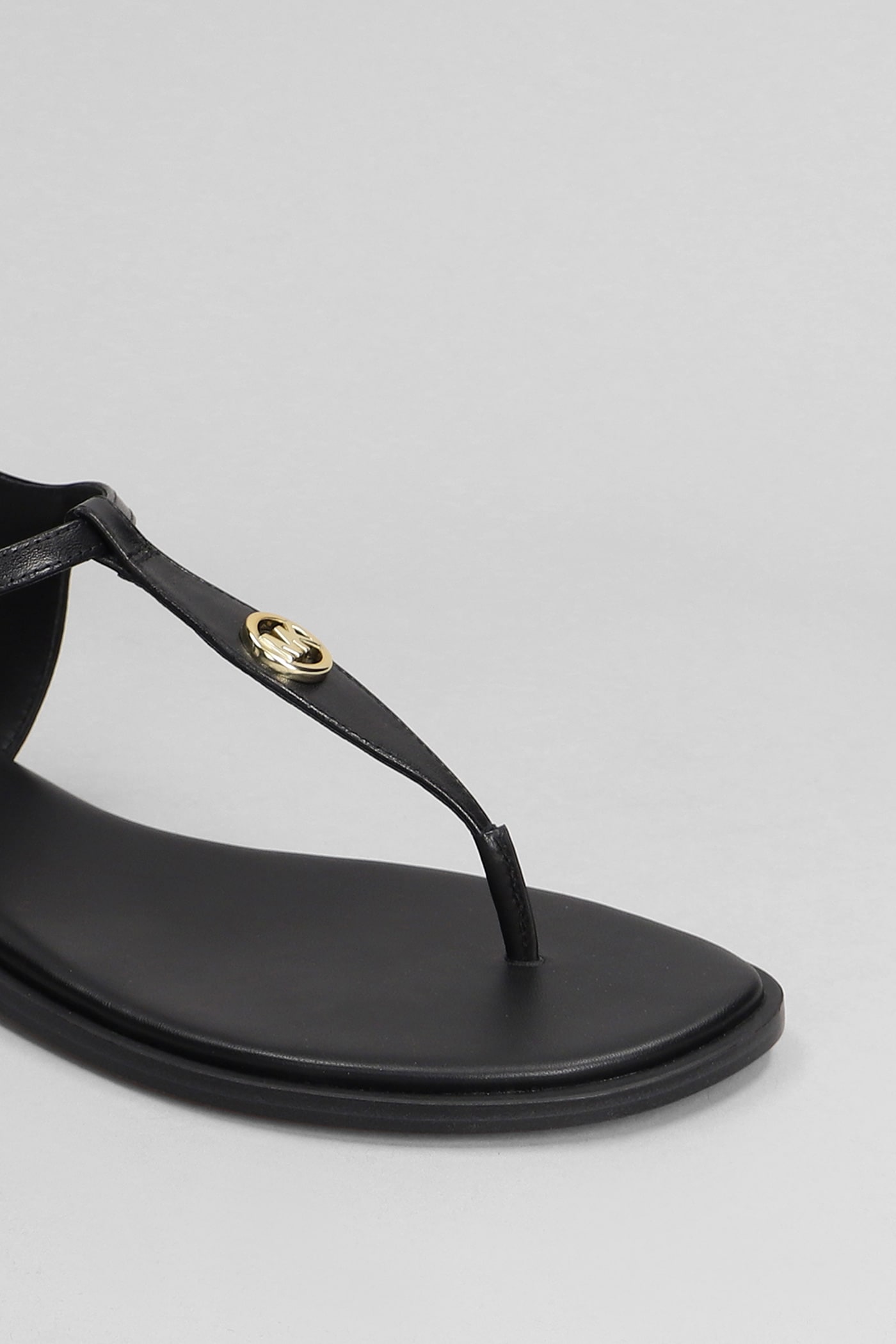 Shop Michael Kors Malloty Thong Flats In Black Leather