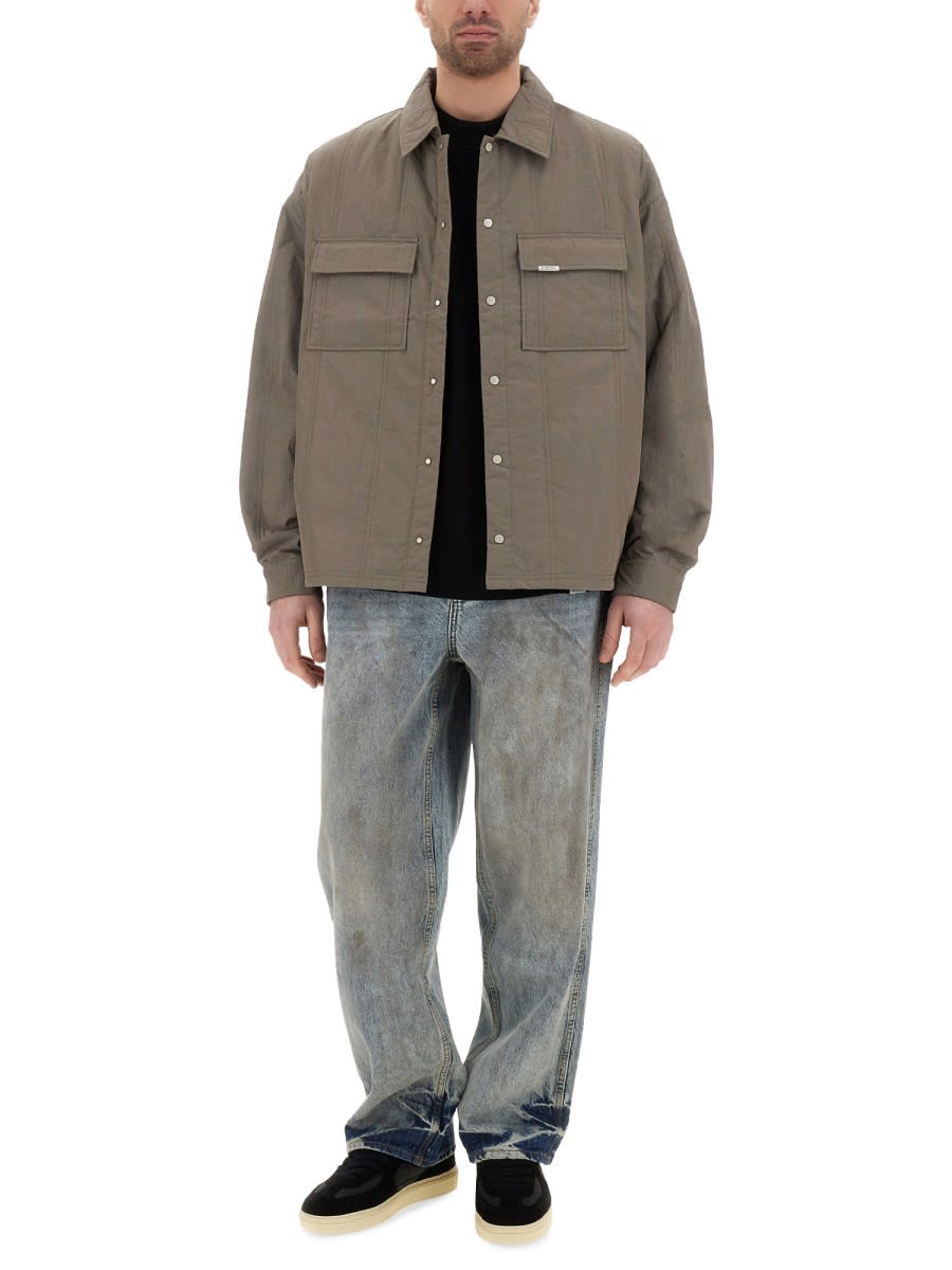 Represent Quilted Overshirt With Dual Chest Pockets In Green