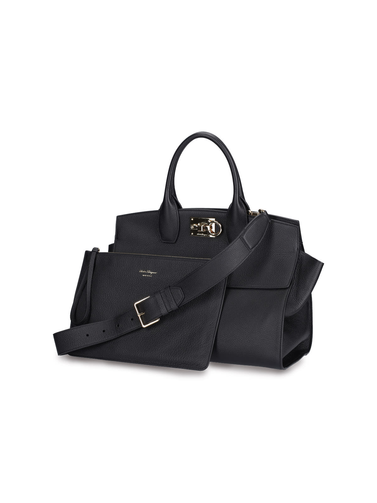 Shop Ferragamo Studio Medium Hand Bag In Black