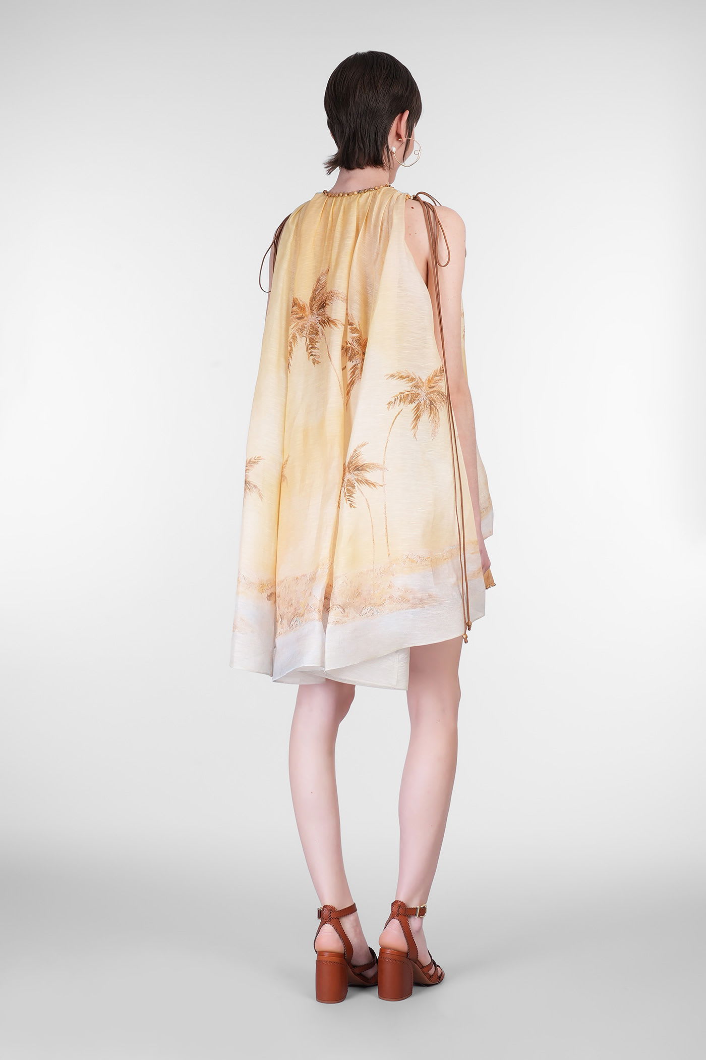 Zimmermann Balance Printed Linen-blend Mini Dress In Multi