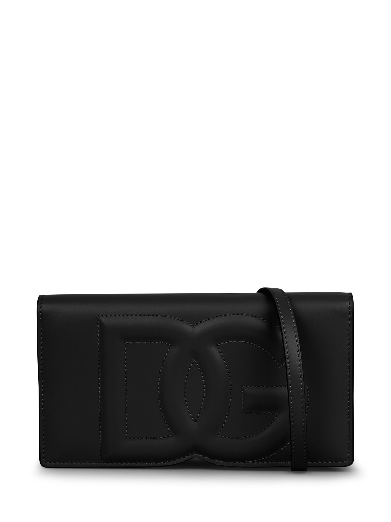Dolce & Gabbana Logo-embossed Leather Crossbody Bag In Brown
