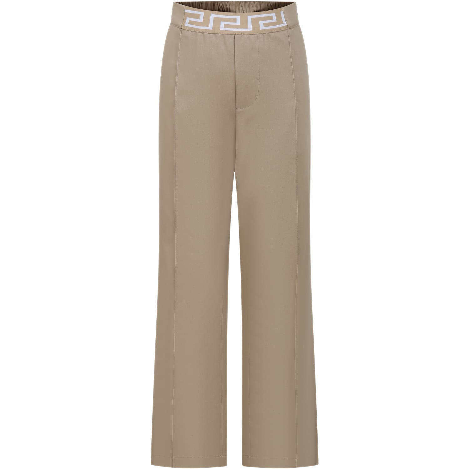 Versace Kids' Beige Trousers For Girl With Logo