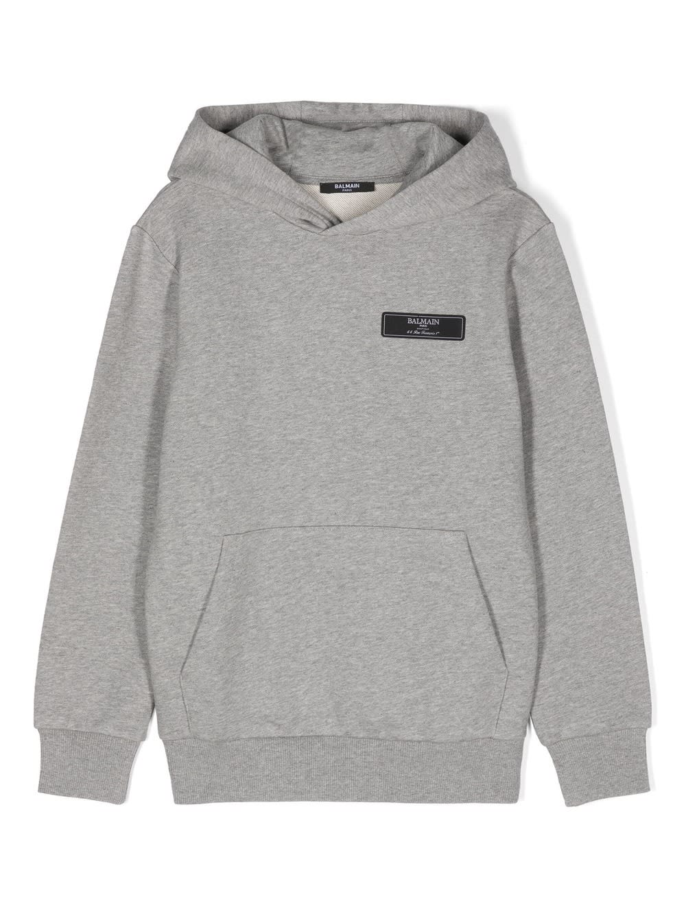BALMAIN GREY PIERRE BALMAIN HOODIE