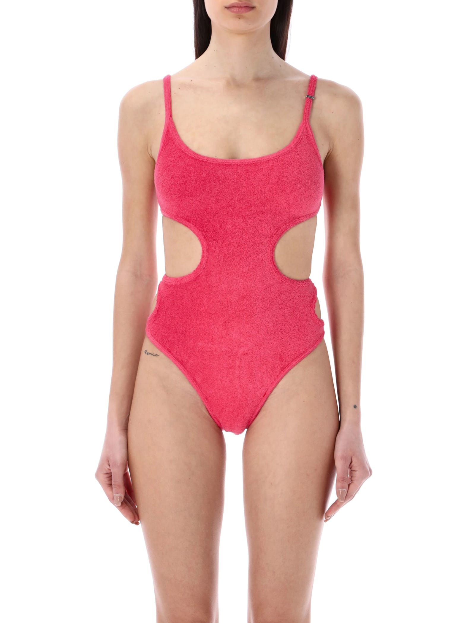 ATTICO TERRY CLOTH JERSEY CUT-OUTS SWIMSUIT