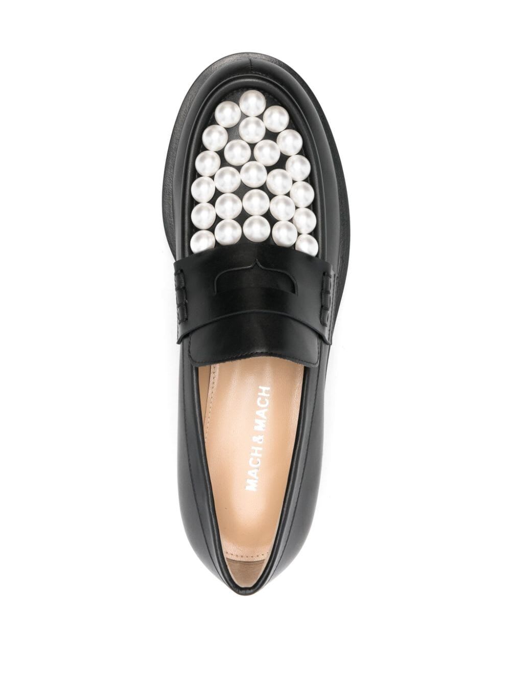 Shop Mach &amp; Mach Sirene Bicolour Pearl Loafers In Black And White