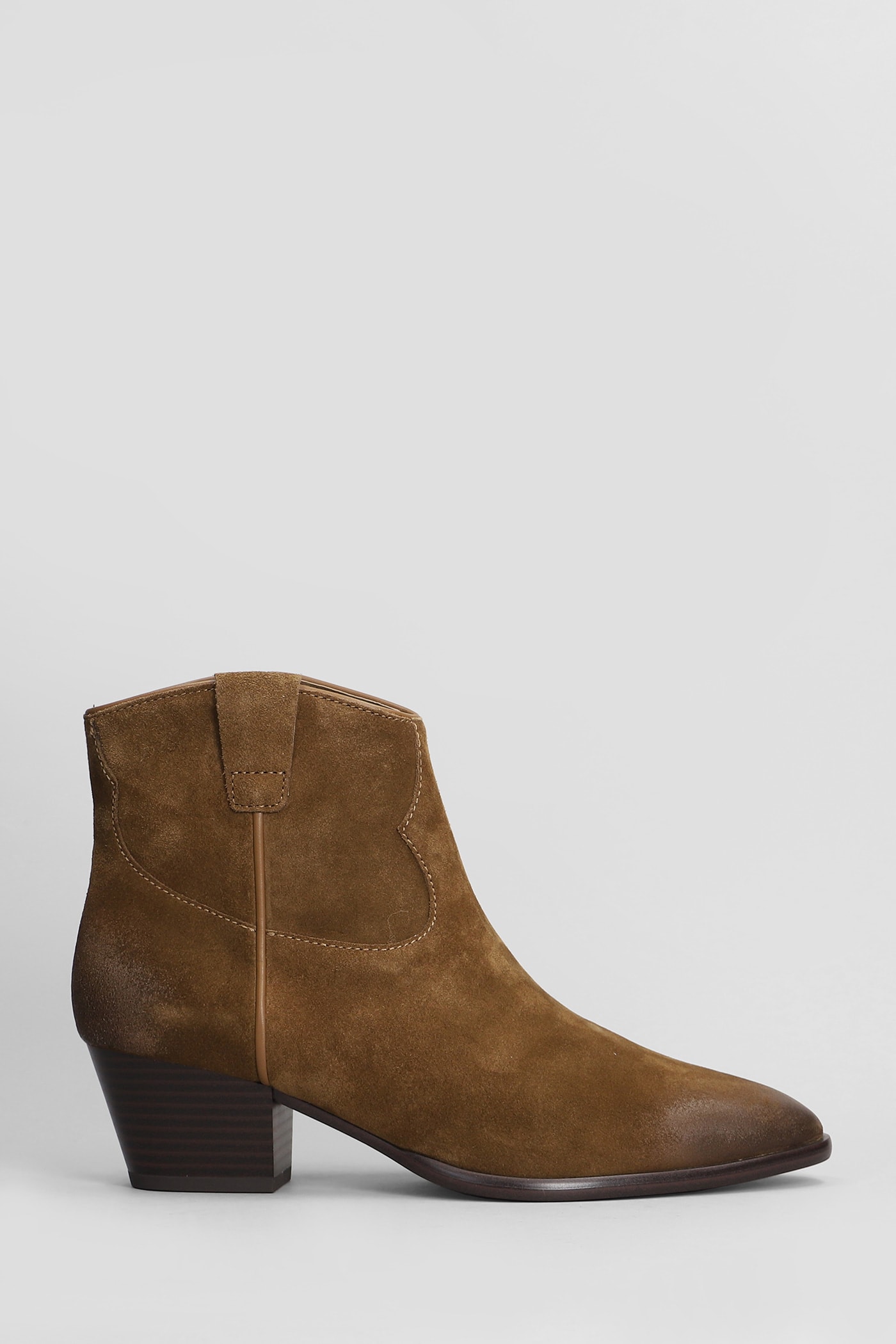 Shop Ash Fame Texan Ankle Boots In Leather Color Suede