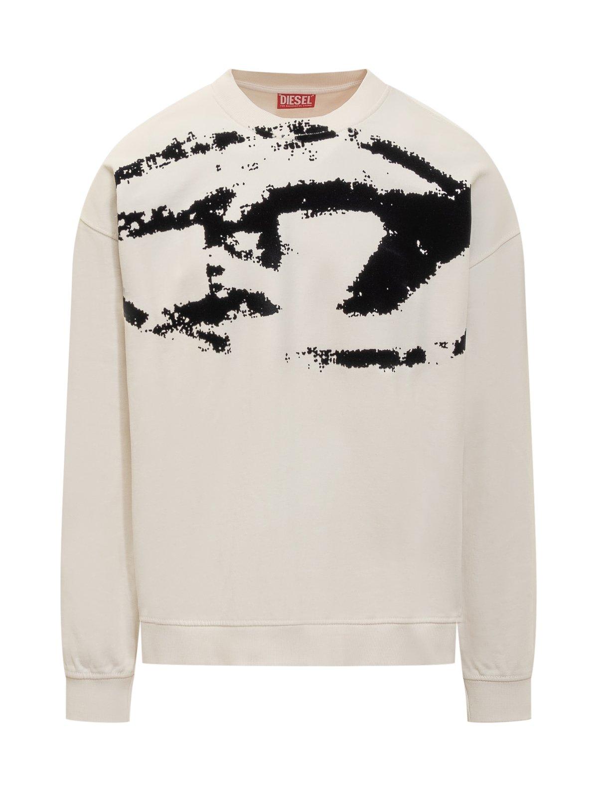 S-boxt-n5 Distressed Flocked Logo Sweatshirt