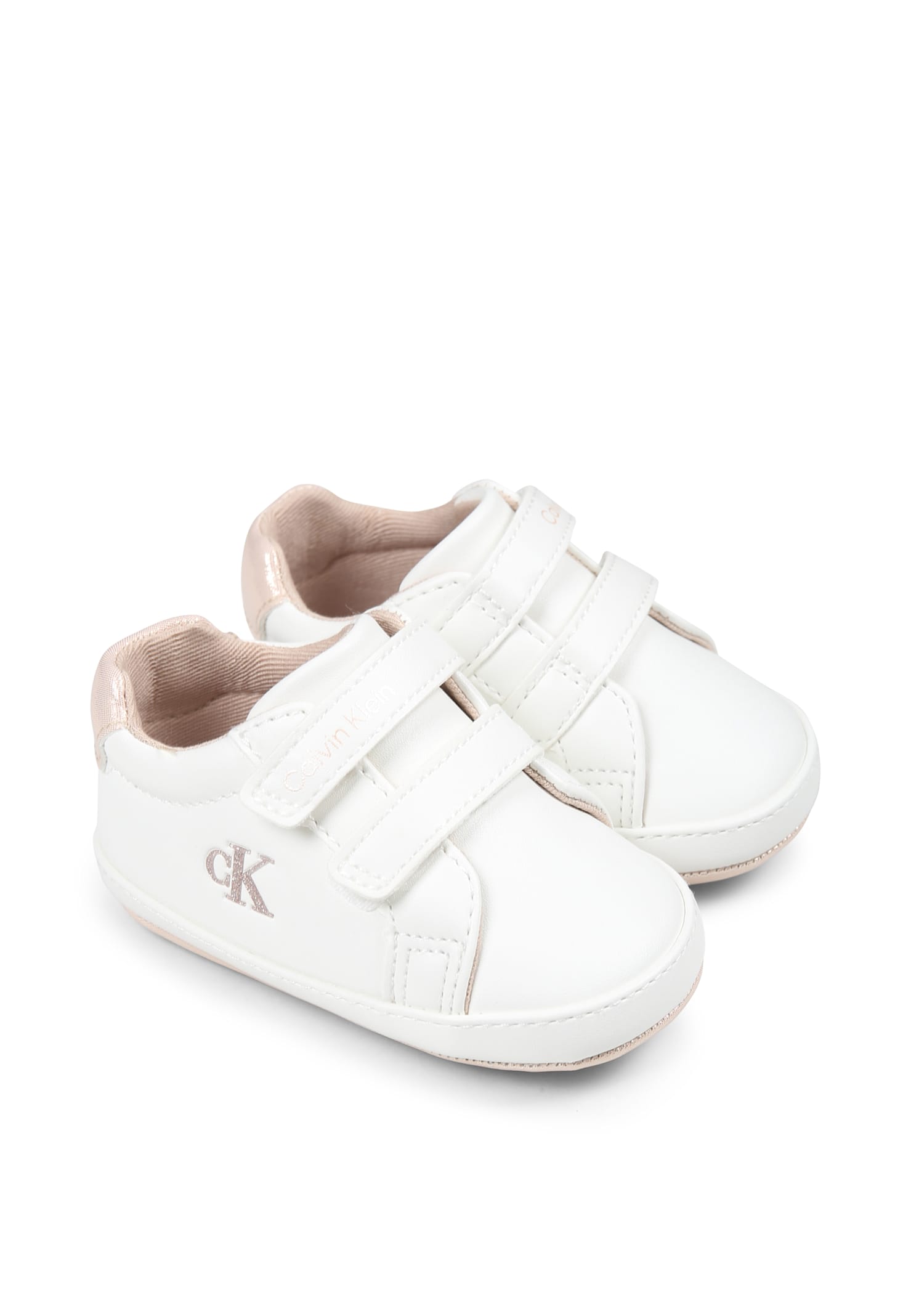 Calvin Klein Ivory Sneakers For Baby Girl With Logo