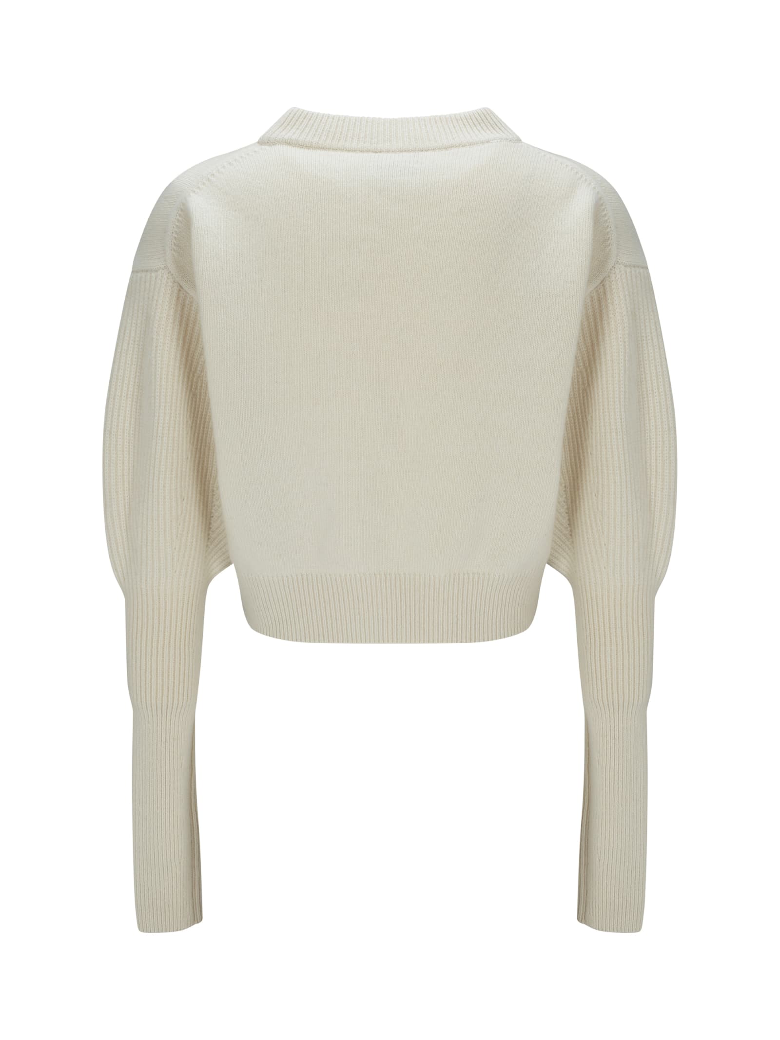 Alexander Mcqueen Cropped Wool Sweater In Ivory