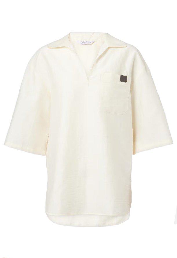 Max Mara Osiride V-neck Short-sleeved Top In White