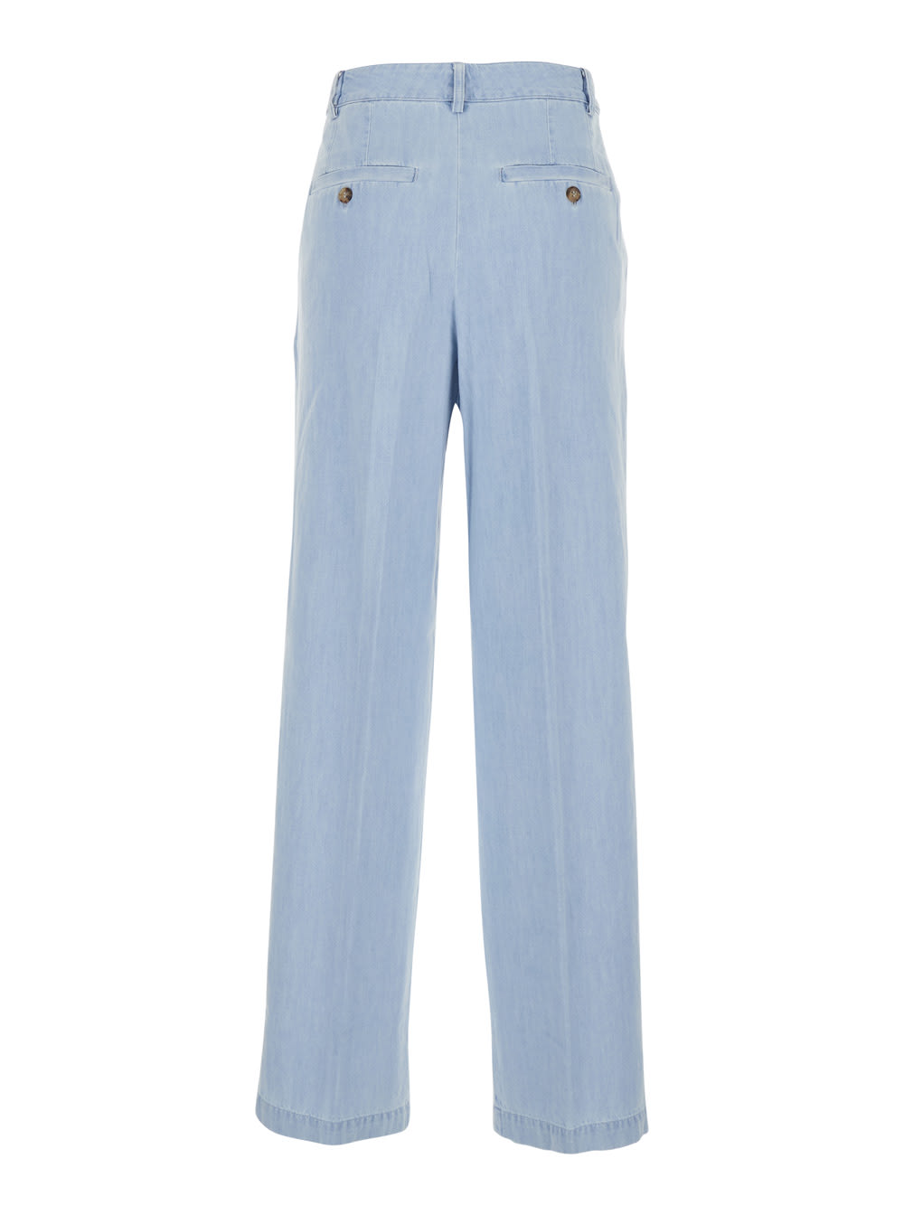 APC JOSEON LIGHT BLUE PANTS WITH BELT LOOPS AND PLEATS ON THE FRONT IN COTTON WOMAN