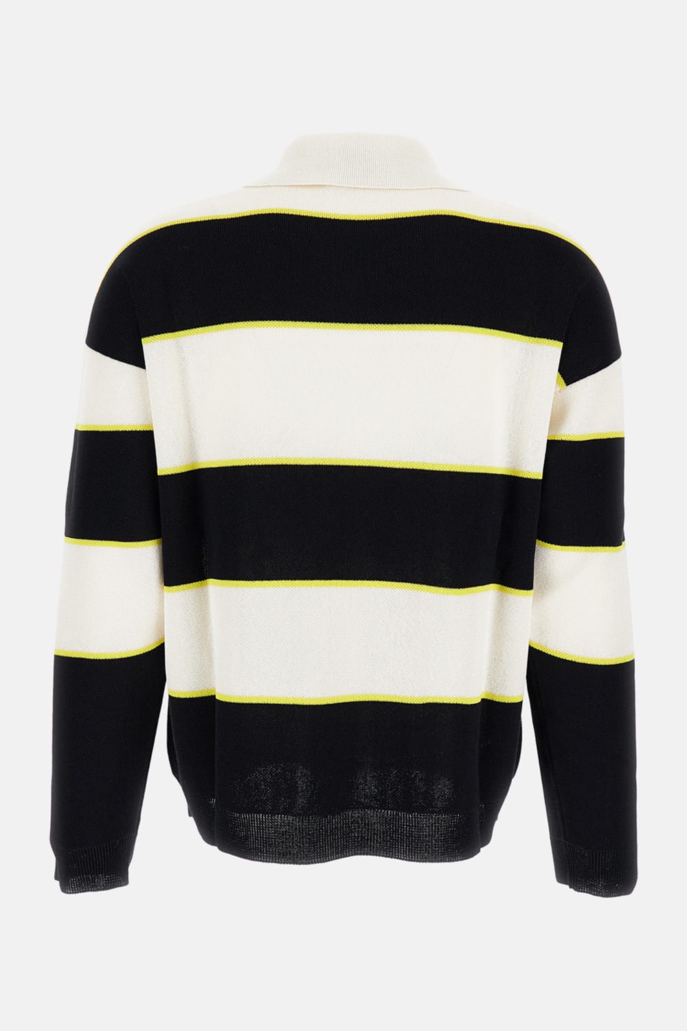 Alexander Mcqueen Lace-trim Stripe Rugby Shirt In Black