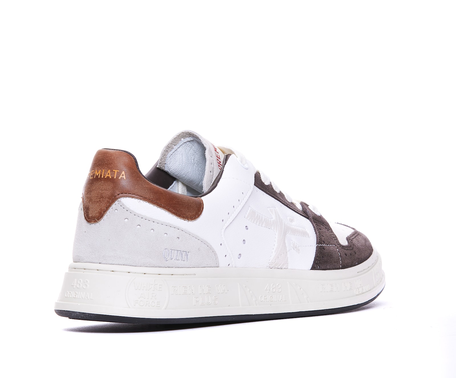 Shop Premiata Quinn Sneakers In Bianco/marrone