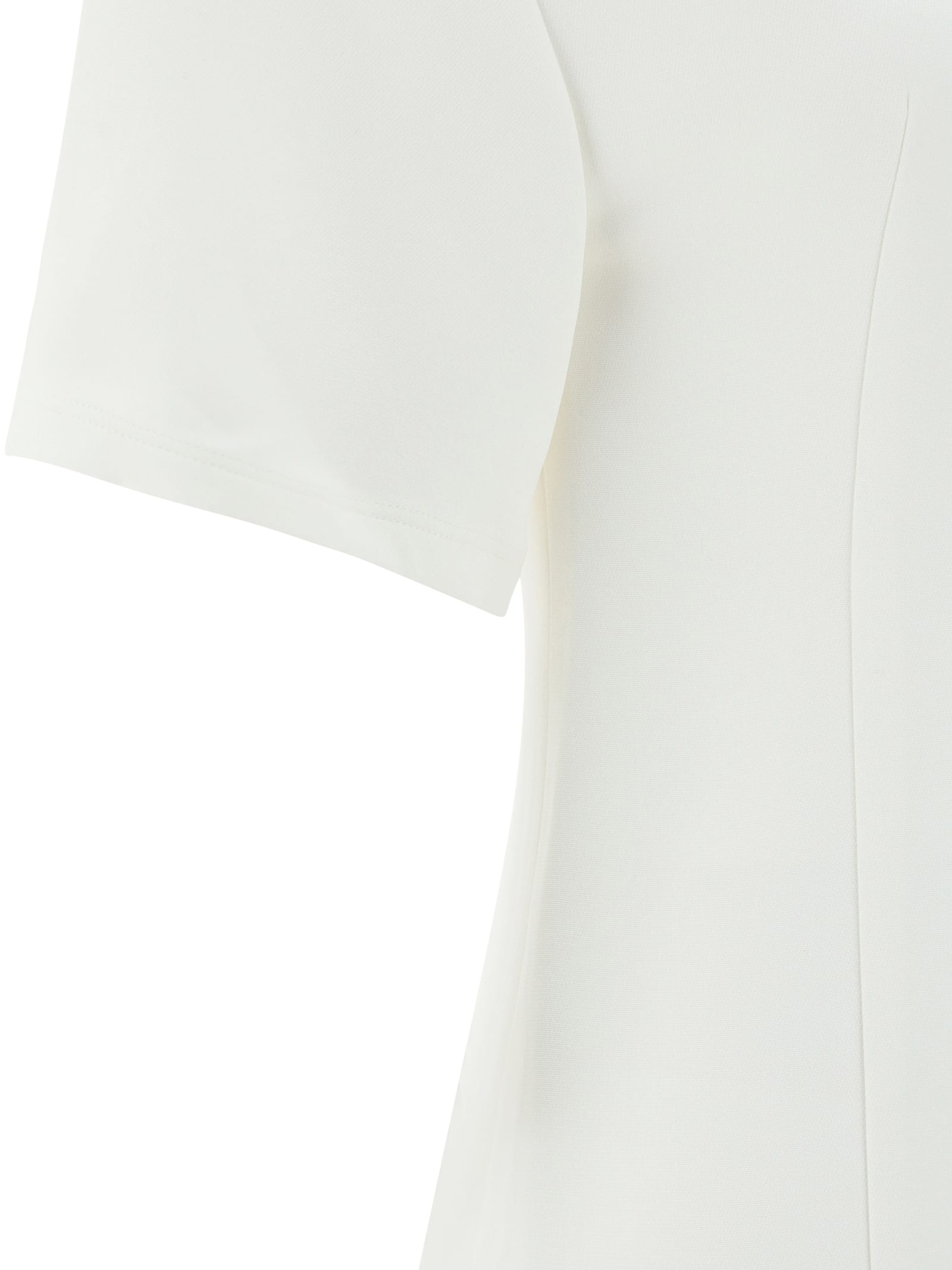 Shop Valentino Crepe Couture Crewneck Short-sleeved Dress In Avorio