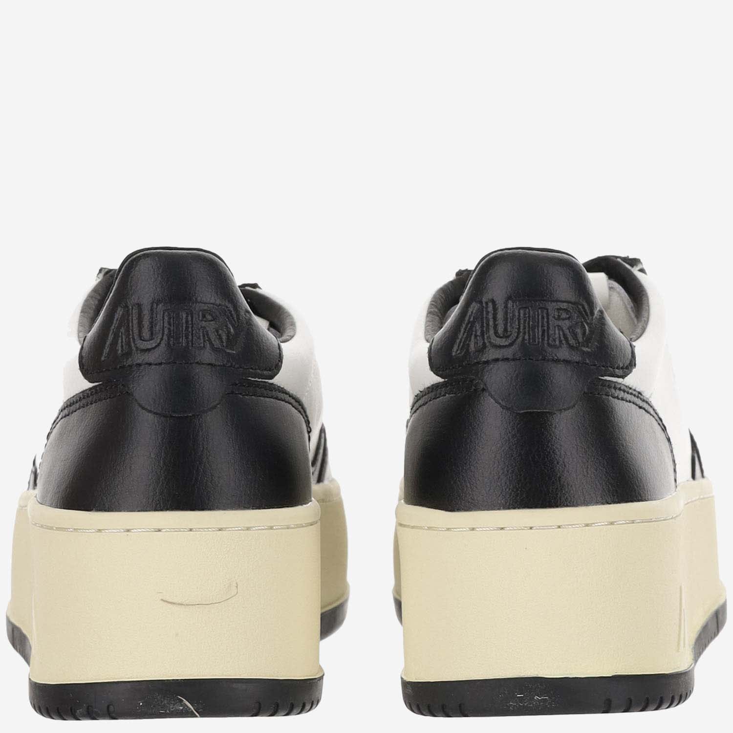 Shop Autry Medalist Platform Leather Sneakers In Leat Leat Wht Blk