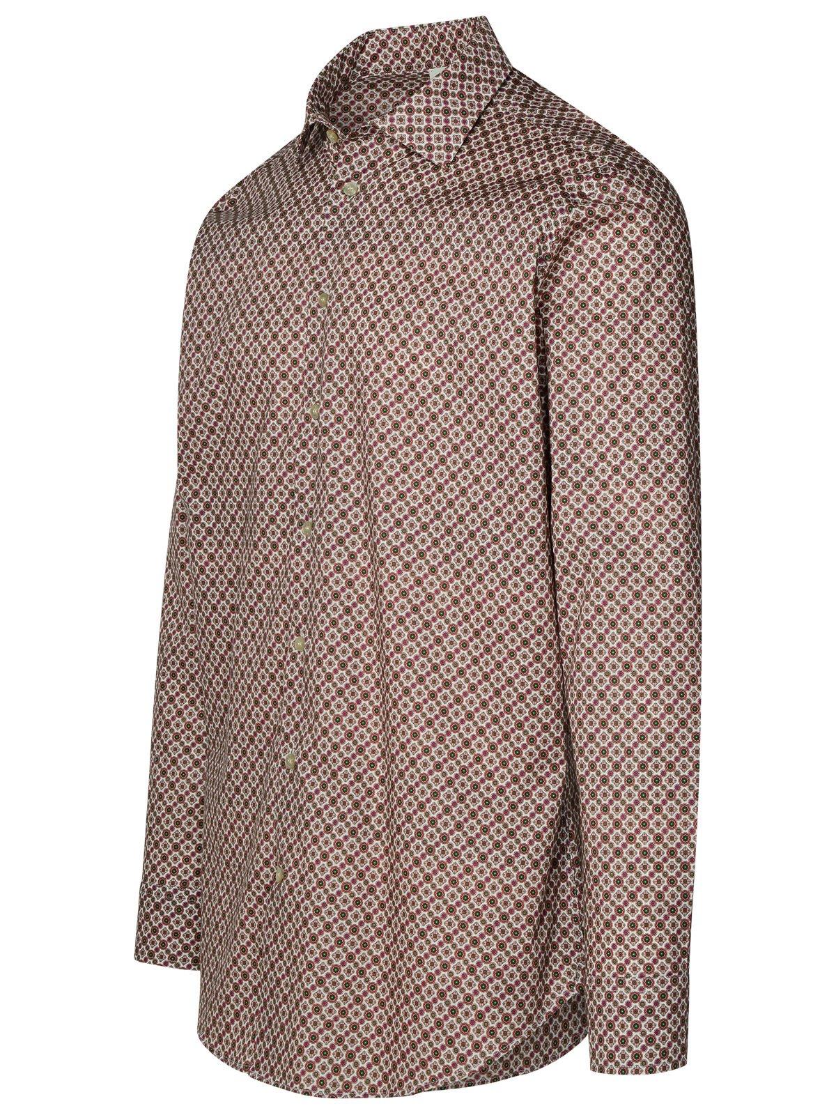 Shop Etro Graphic Printed Long Sleeved Shirt In Brown