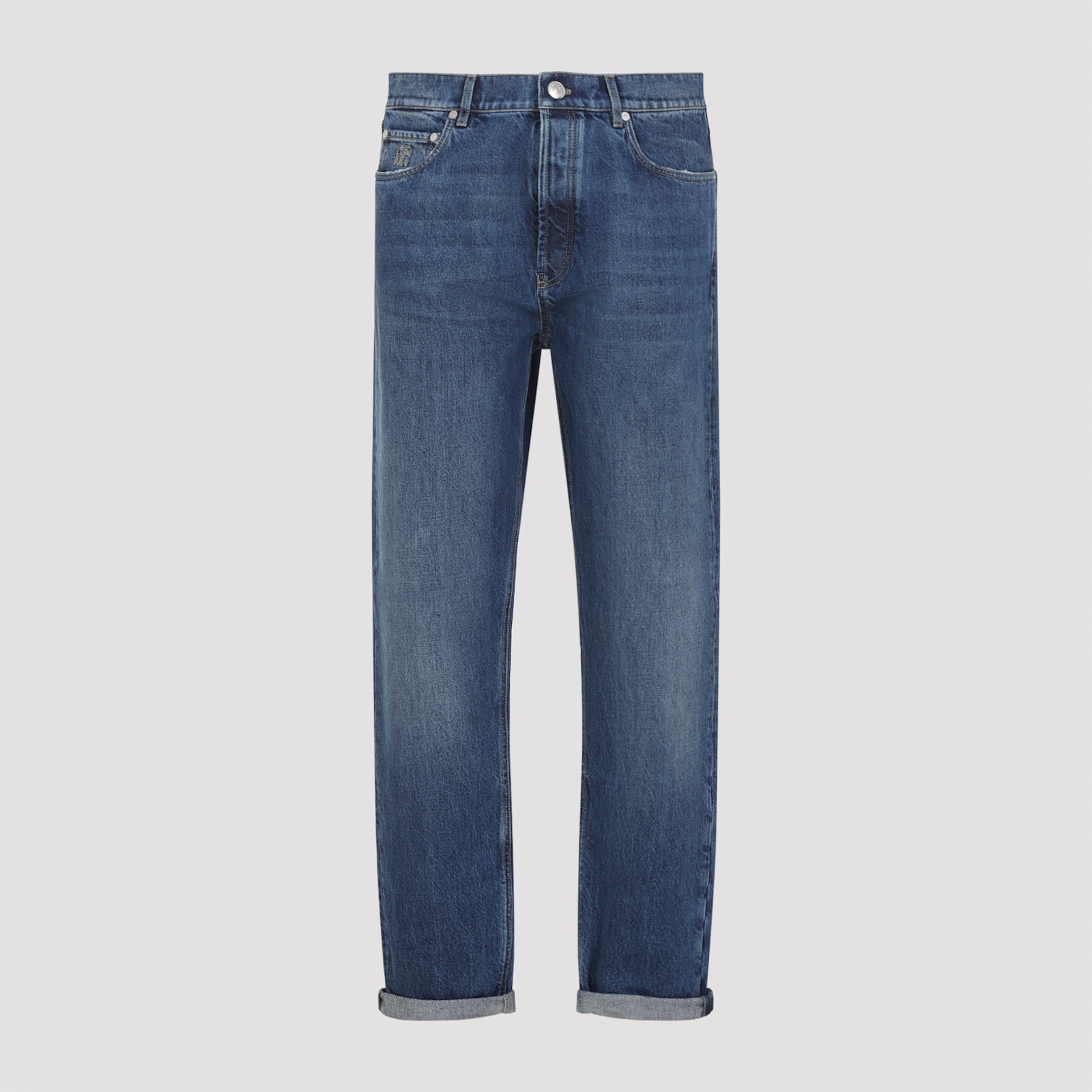 Brunello Cucinelli Belt Loop Jeans In Blue