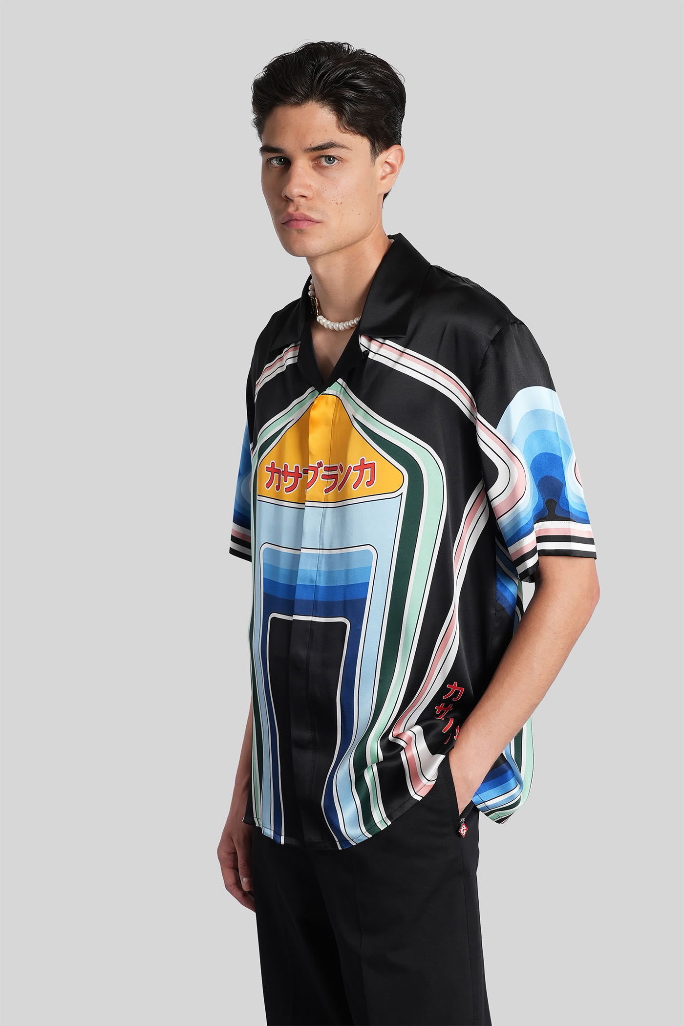 Casablanca Short Sleeve Cuban Collar Shirt In Black