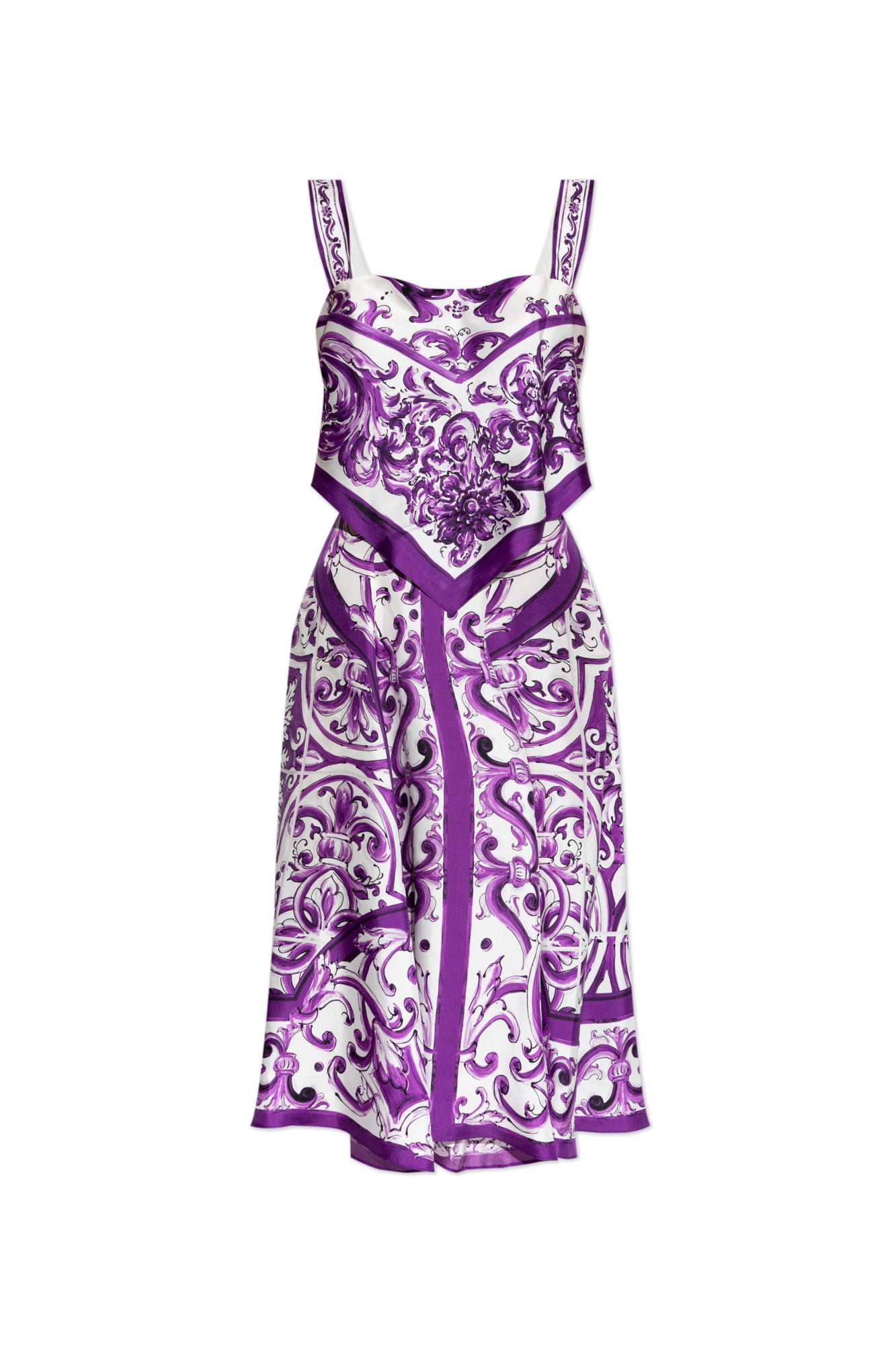 Dolce & Gabbana Silk Dress In Purple