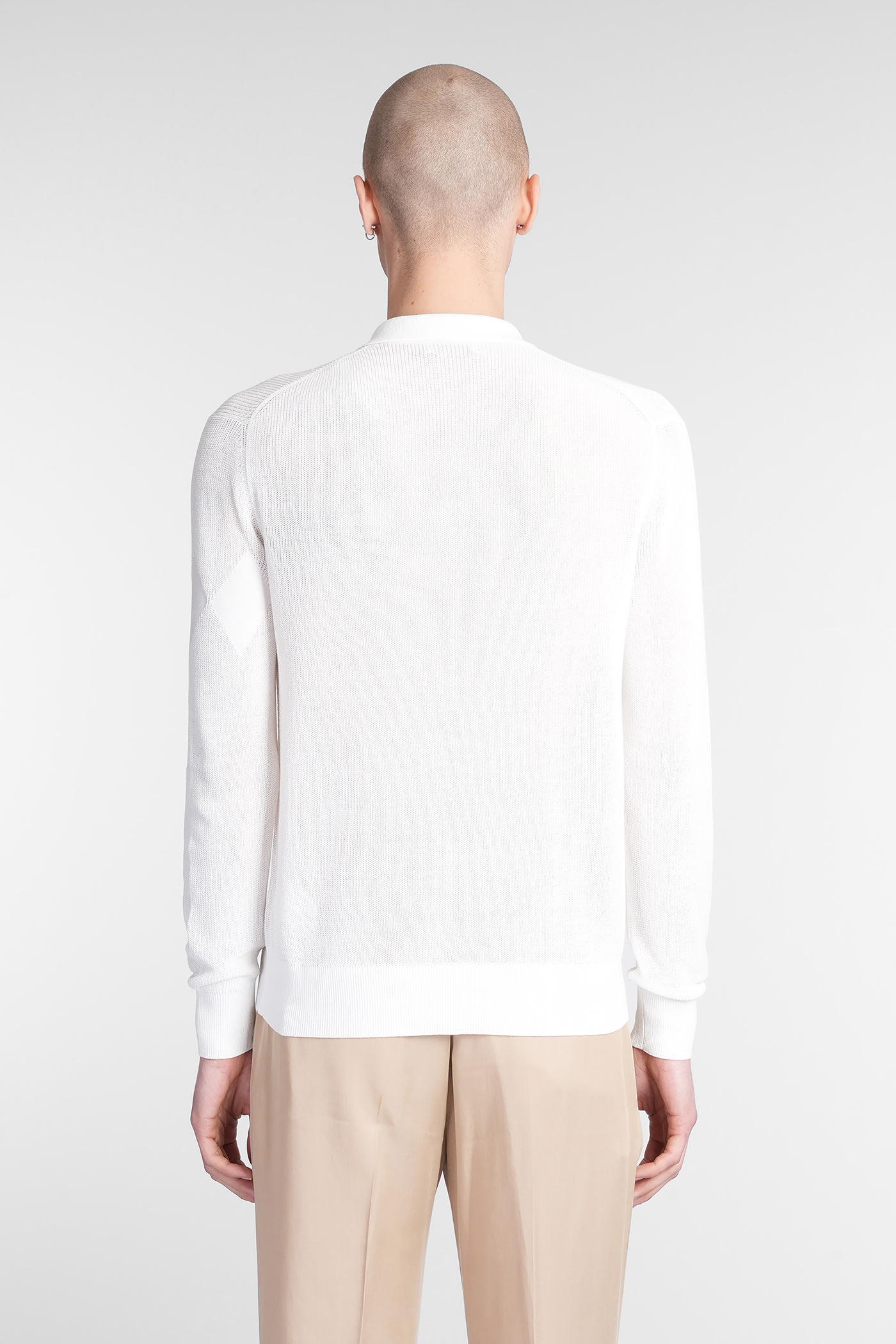 Ballantyne Knit Short-sleeved Polo With Structured Collar In White