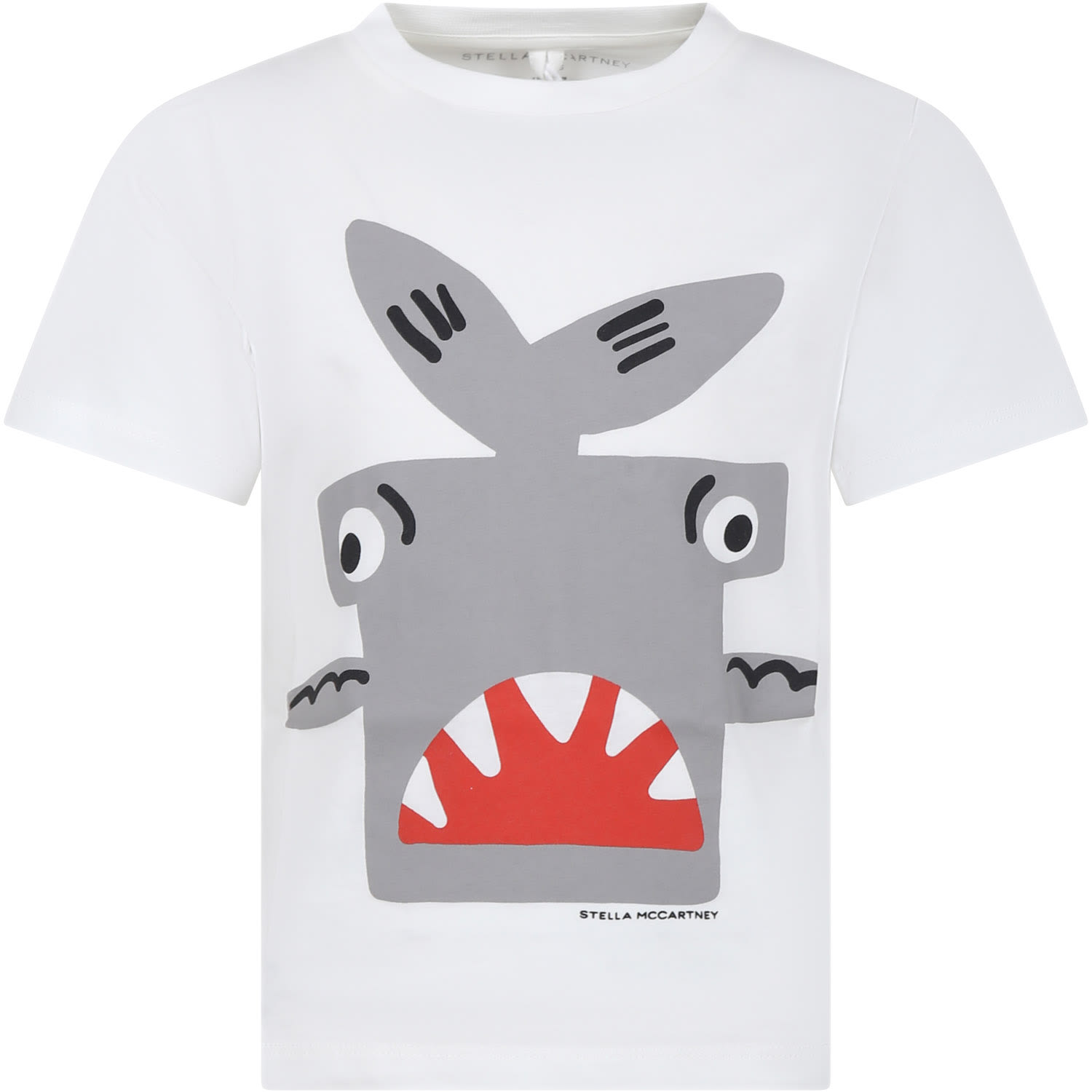 Stella Mccartney Kids' White T-shirt For Boy With Hammerhead Shark
