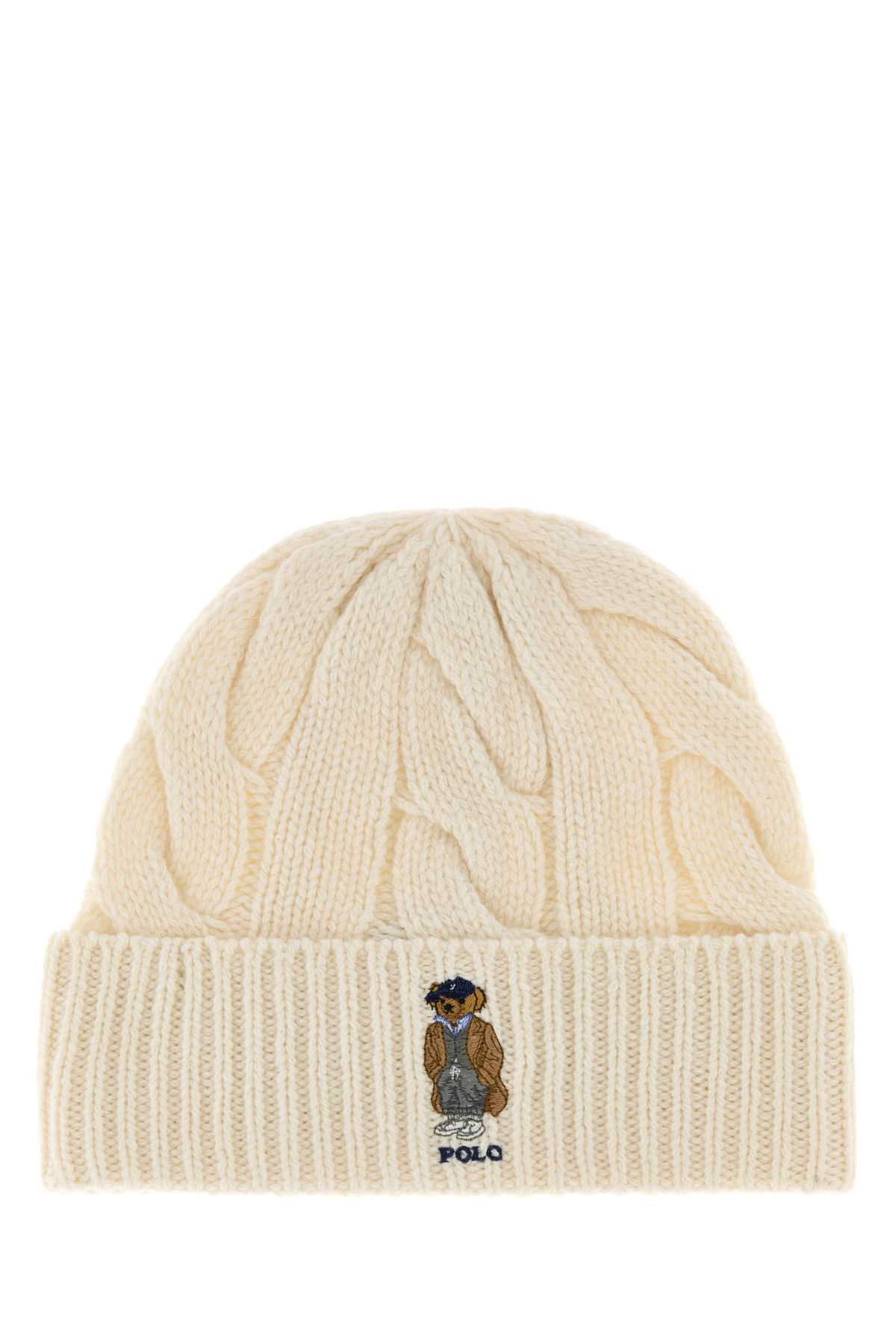 Ivory Wool Blend Beanie Hat
