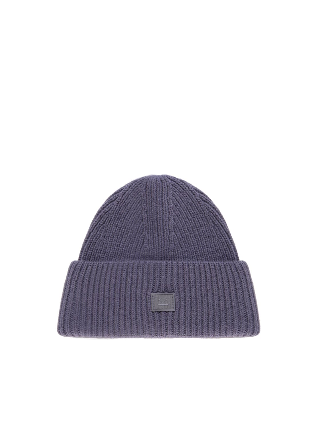 Acne Studios Logo-patch Ribbed-knit Beanie In Grey