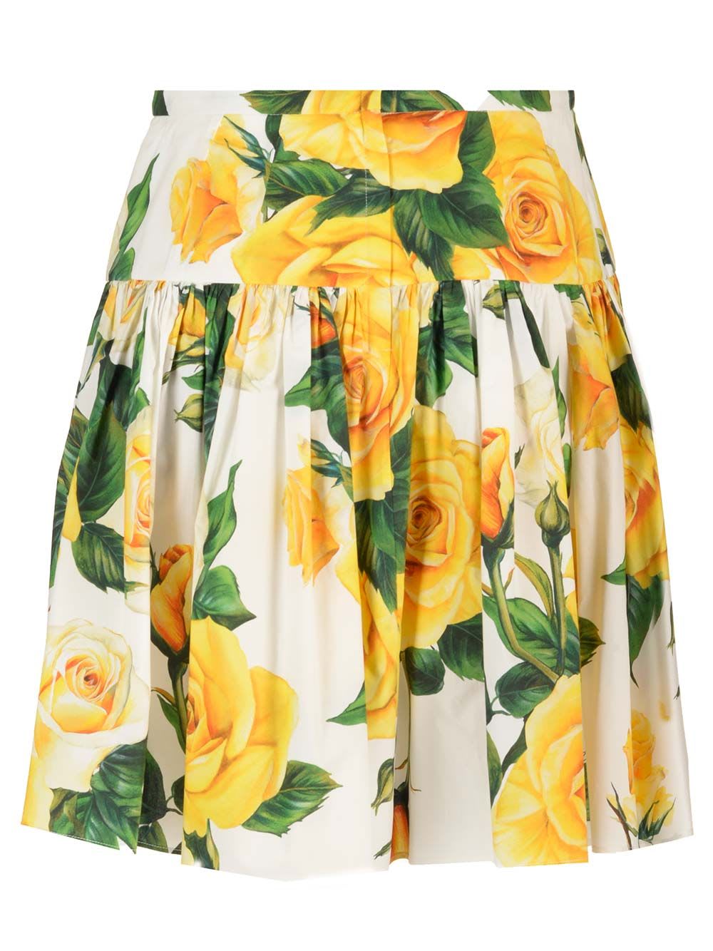 Shop Dolce & Gabbana Roses Mini Skirt In Giallo